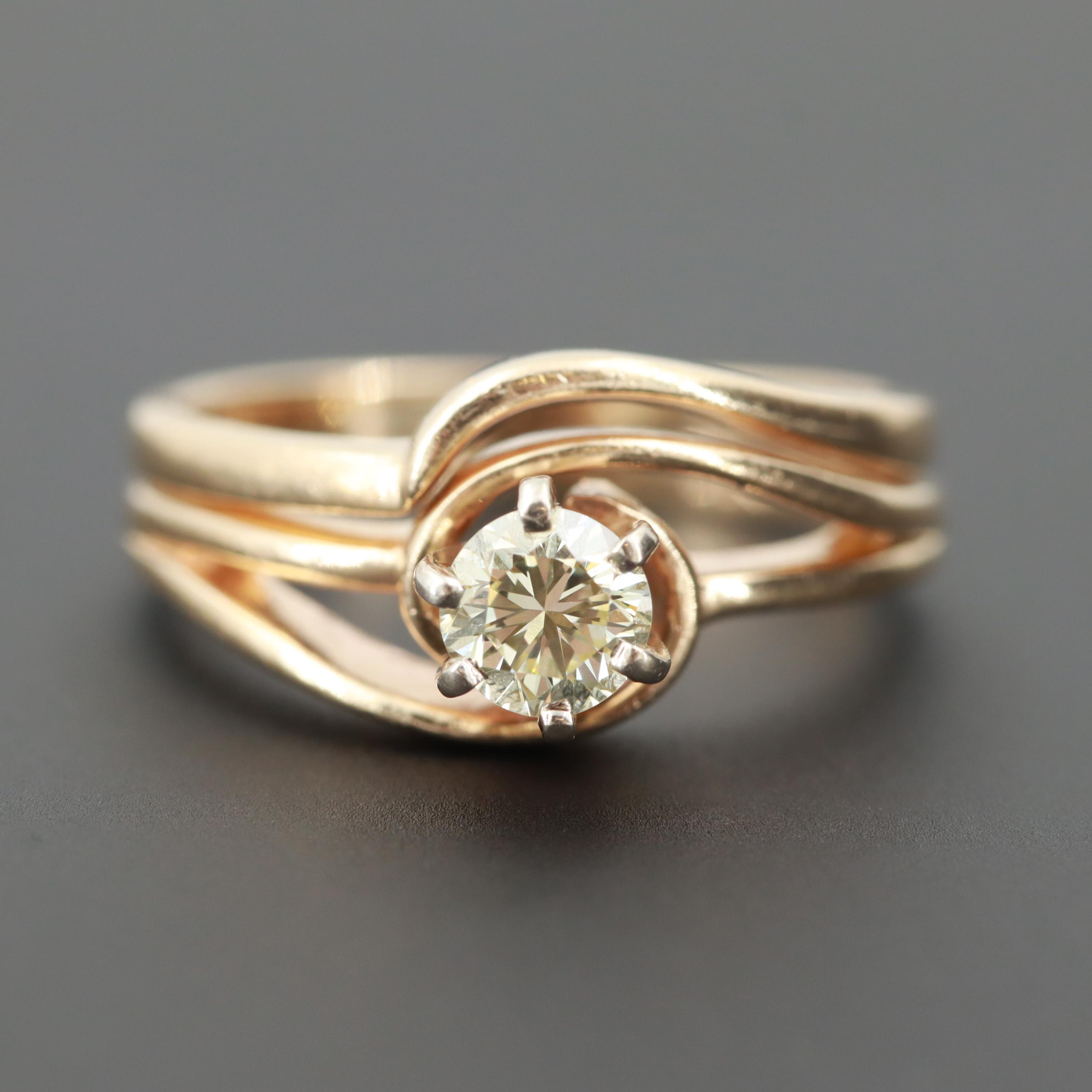14K Yellow Gold Diamond Solitaire Ring