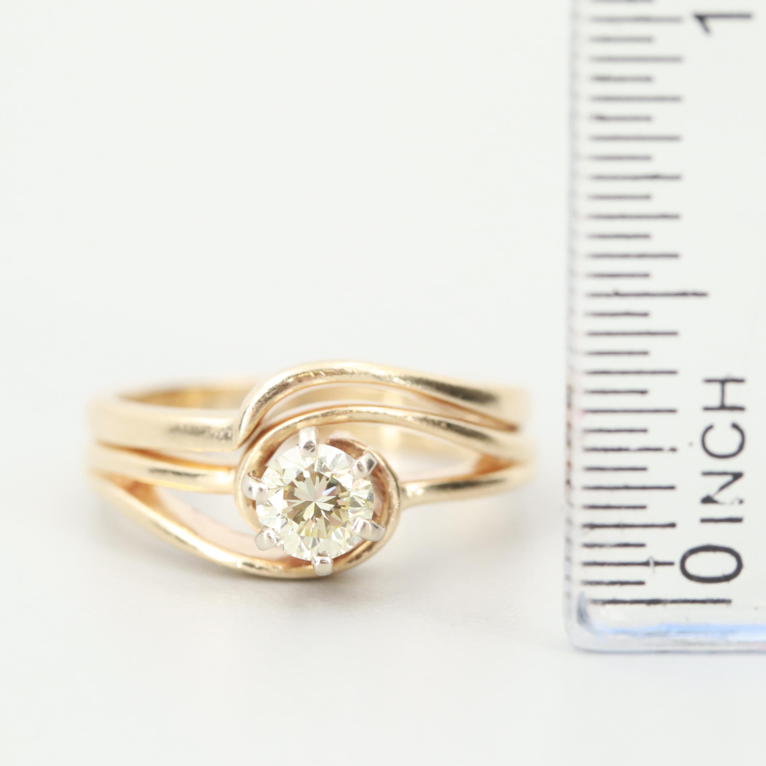14K Yellow Gold Diamond Solitaire Ring