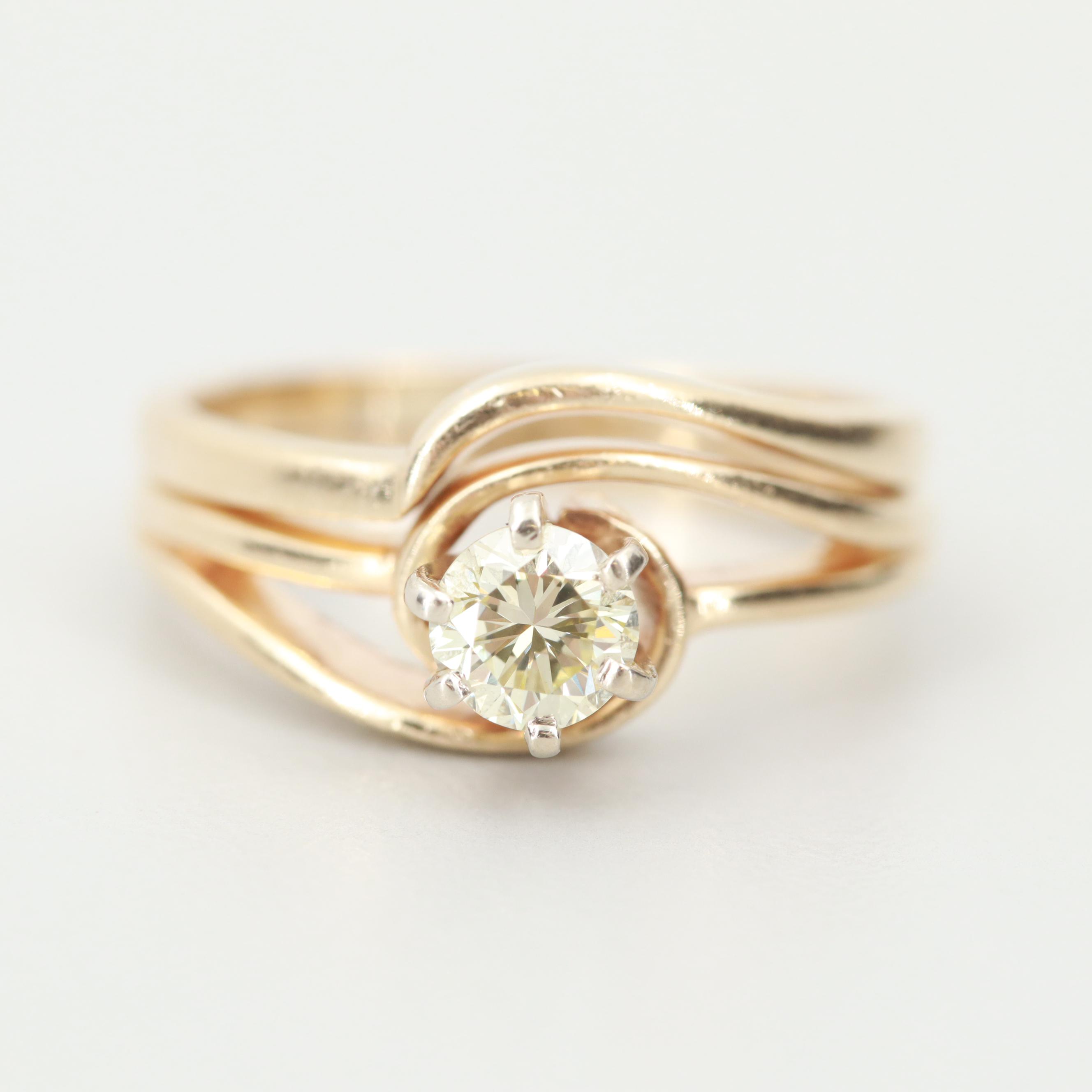 14K Yellow Gold Diamond Solitaire Ring