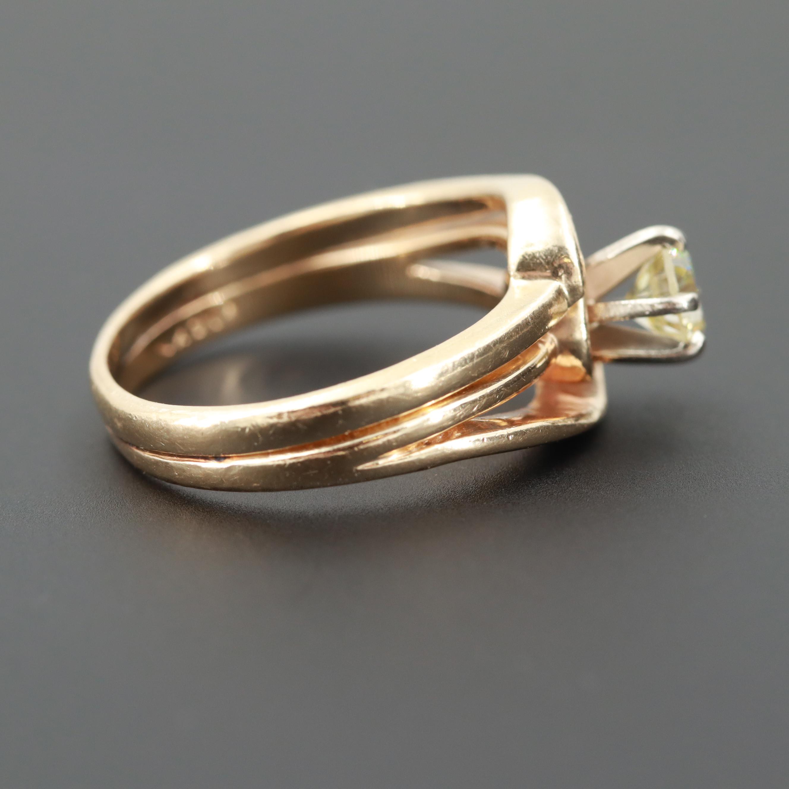 14K Yellow Gold Diamond Solitaire Ring