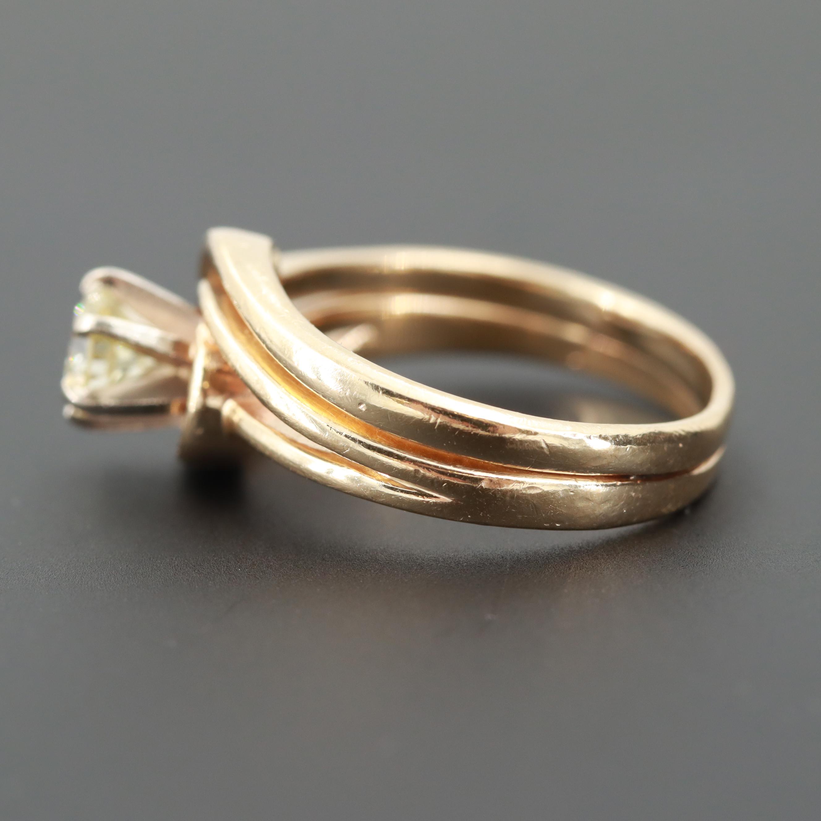 14K Yellow Gold Diamond Solitaire Ring