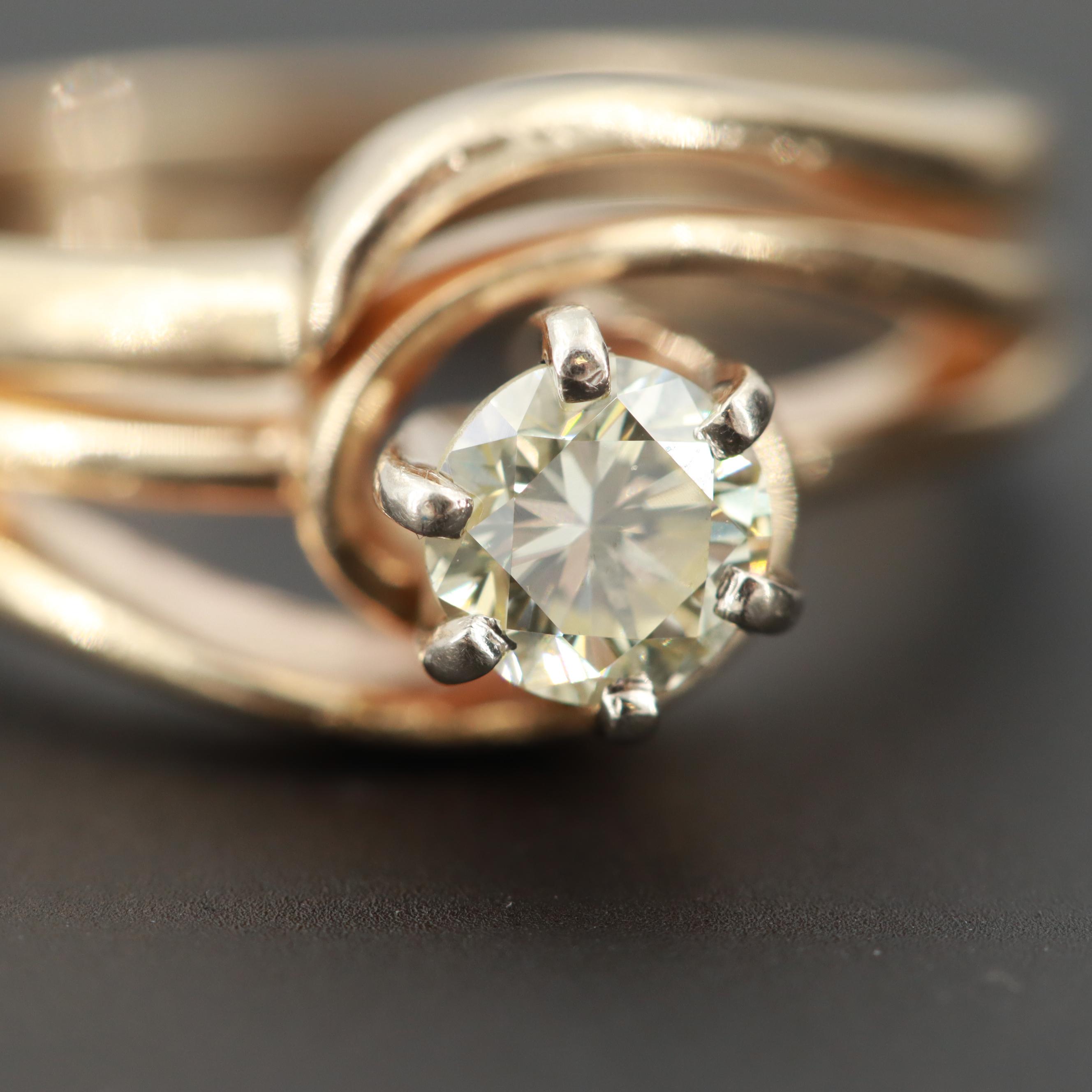 14K Yellow Gold Diamond Solitaire Ring