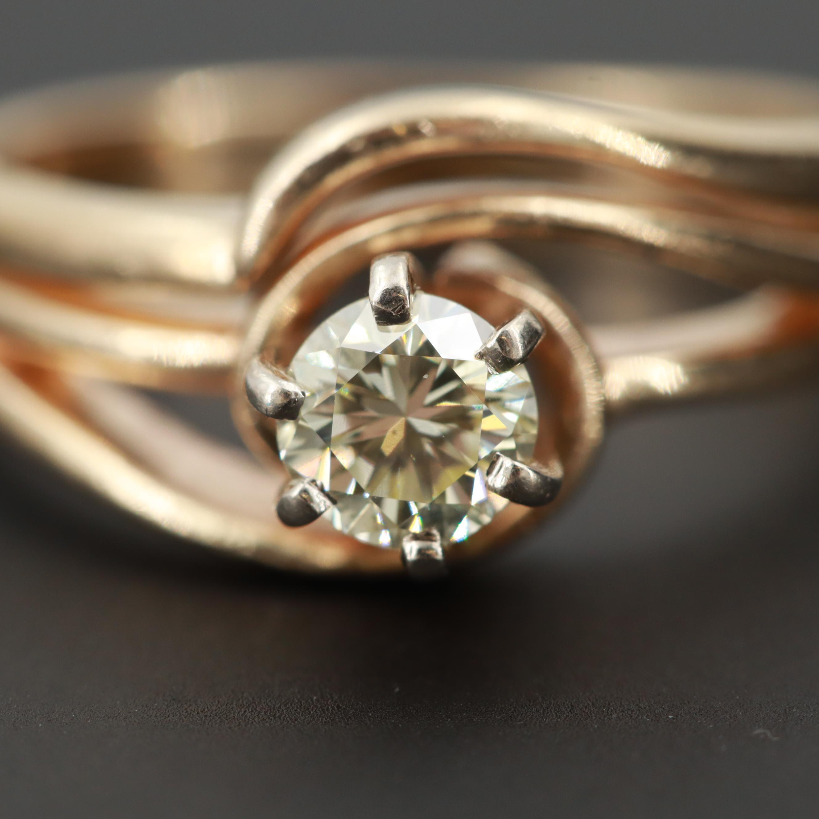 14K Yellow Gold Diamond Solitaire Ring