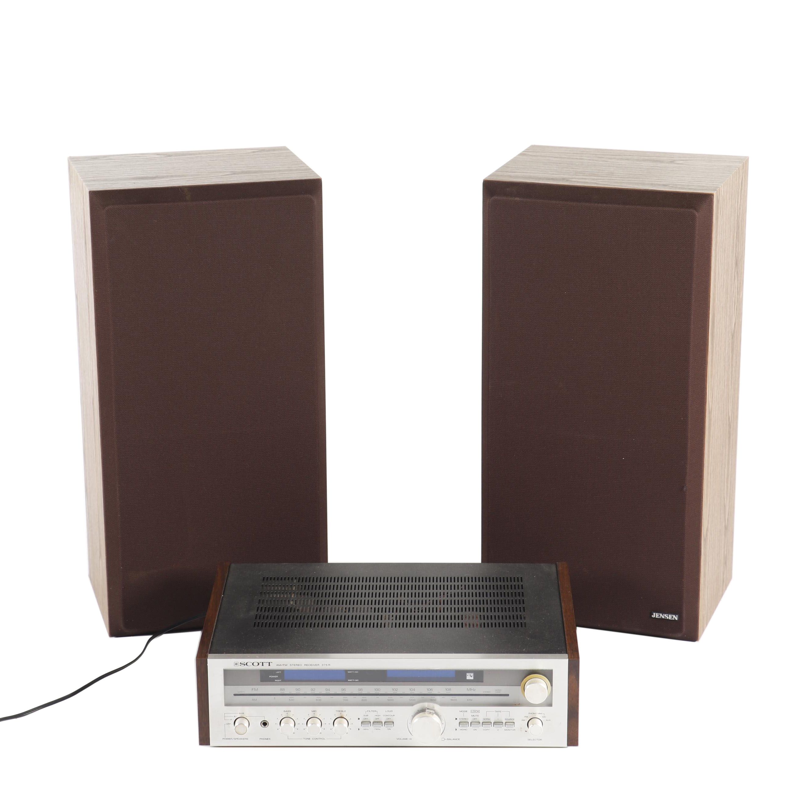 Scott 375R AM/FM Stereo Receiver with Jensen System 400 Speaker System
