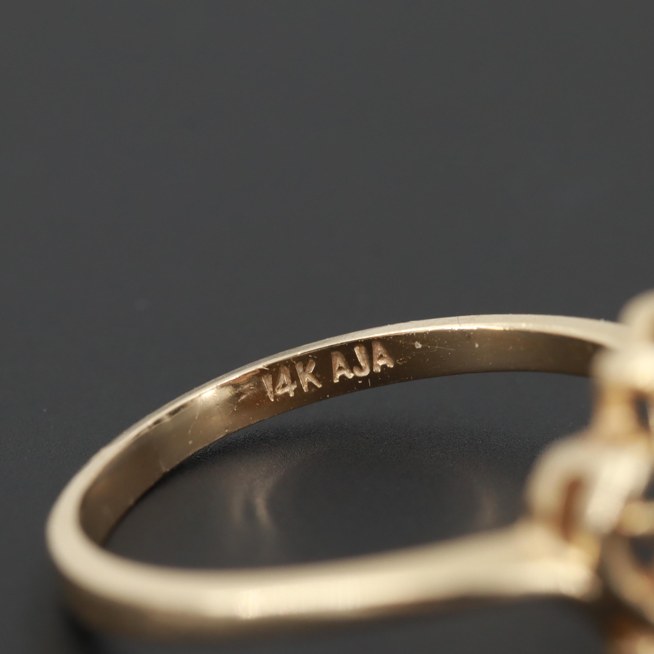 14K Yellow Gold Opal and Diamond Ring