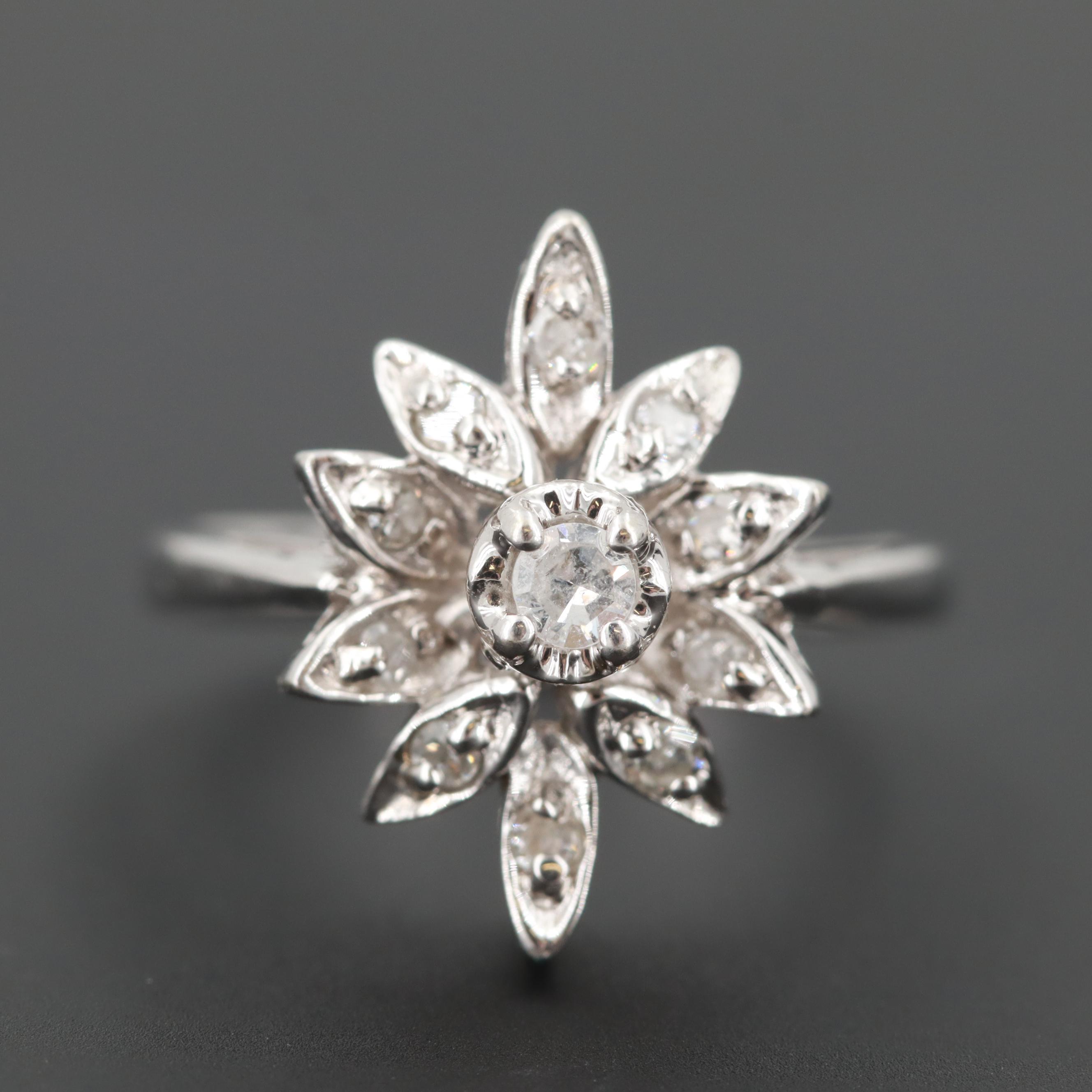 14K White Gold Diamond Ring