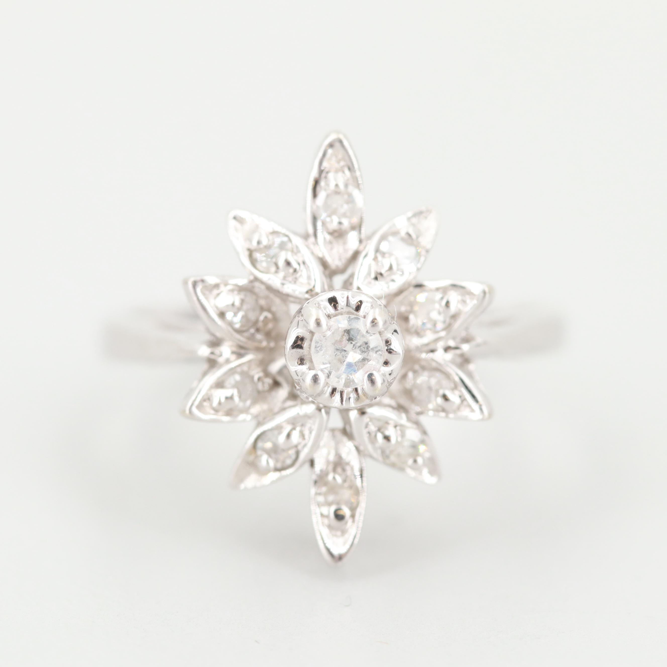 14K White Gold Diamond Ring