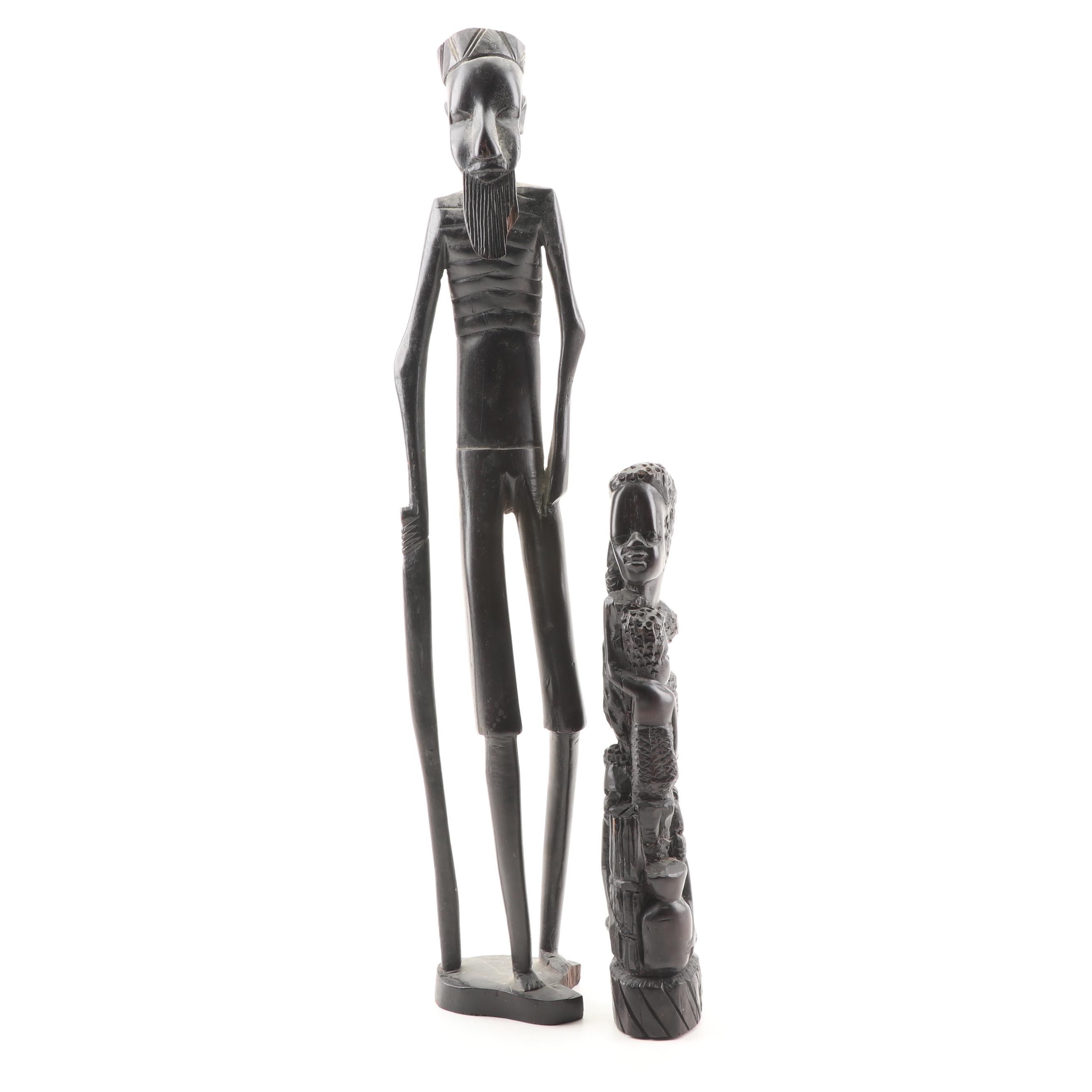 East African Carved Wood Figures