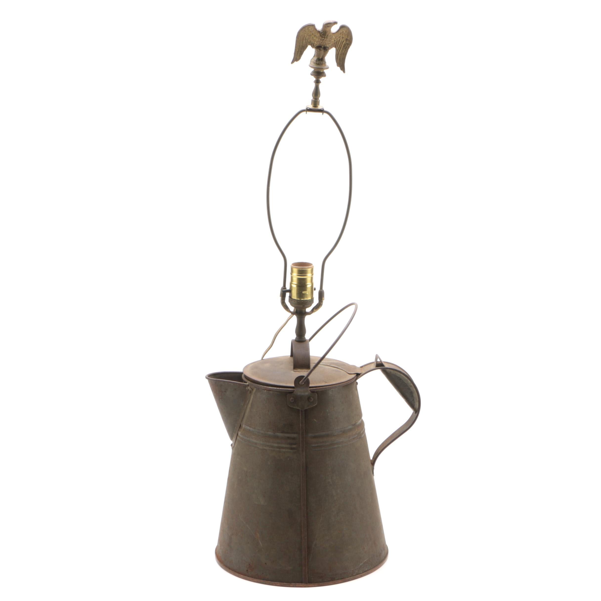Converted Kreamer Copper Bottom Kettle Table Lamp, Early 20th Century