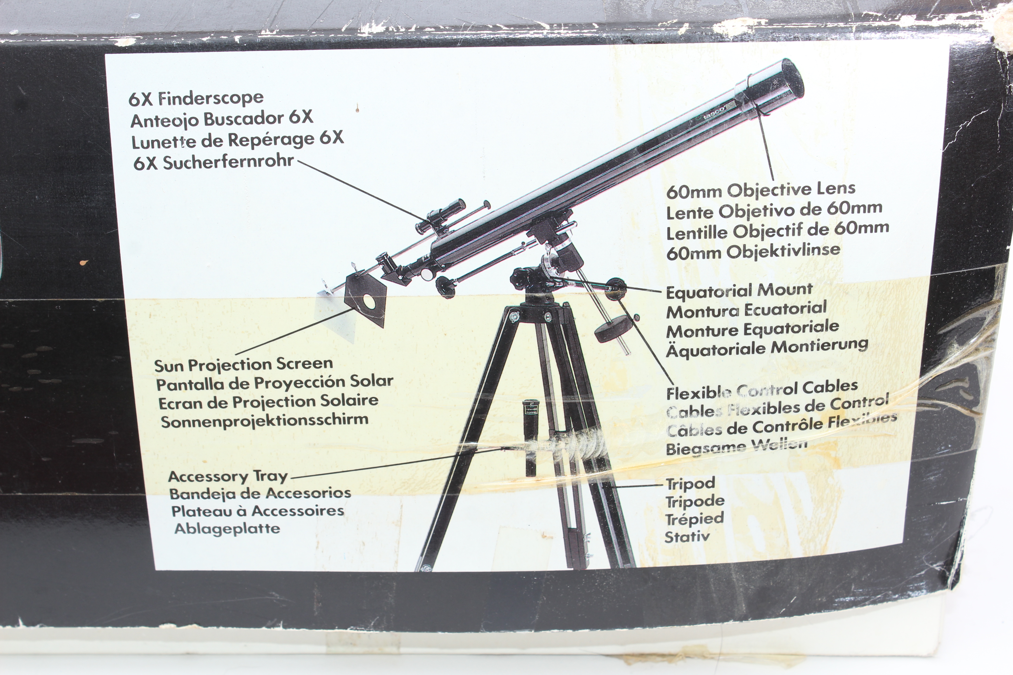 Tasco 675 x 60mm Refractor Telescope with Tripod and Box, Circa 1990