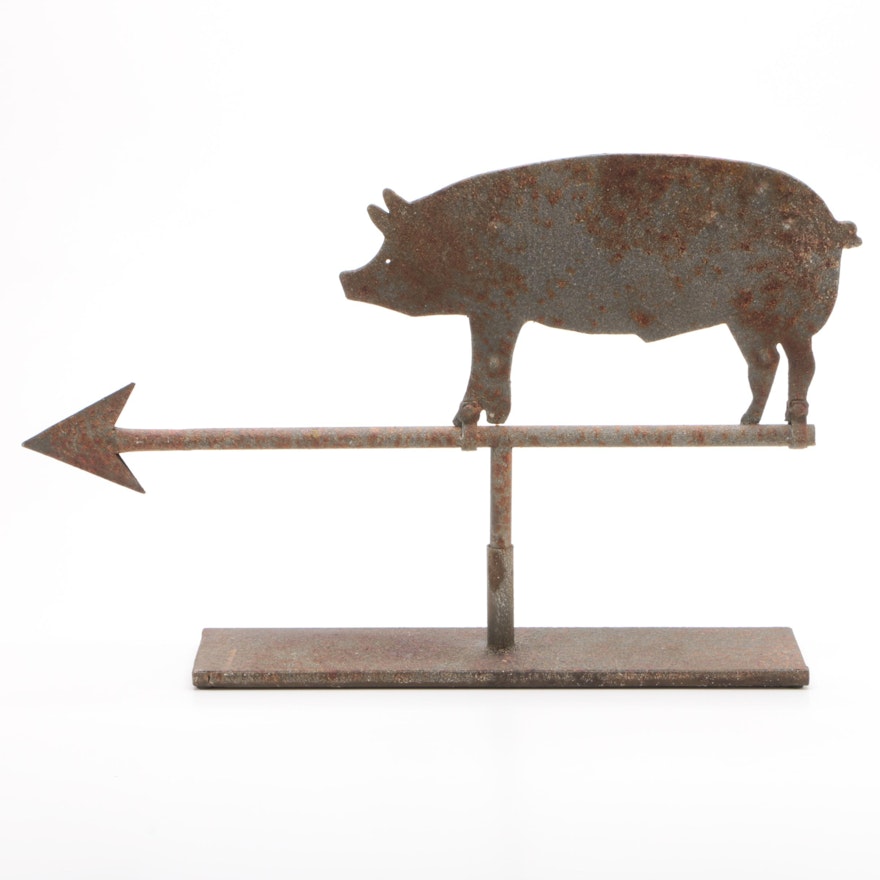 Industrial Style Metal "Pig on Arrow" Decorative Weather Vane