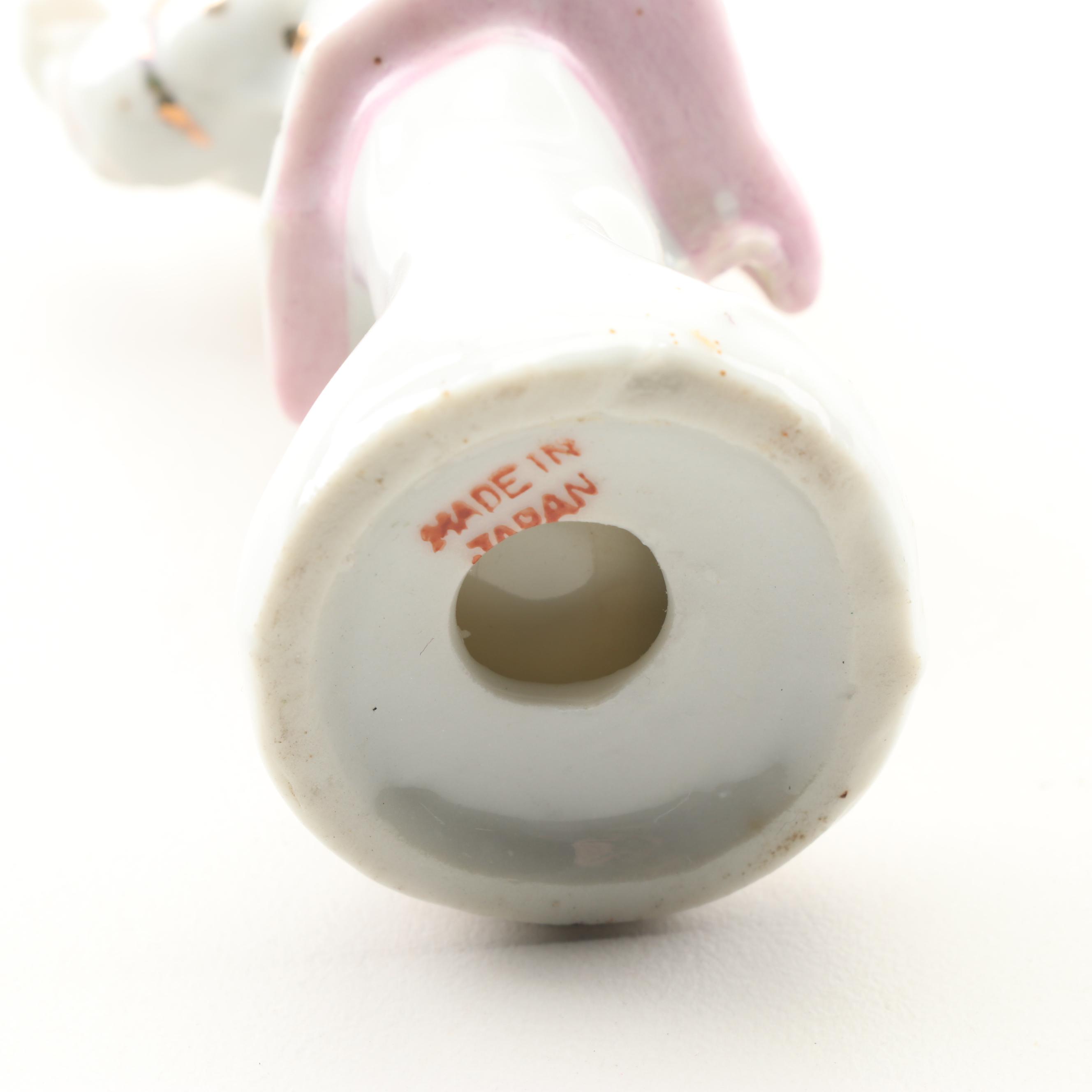 Painted Porcelain Figurines Including Dresden Lace,  Mid-20th Century