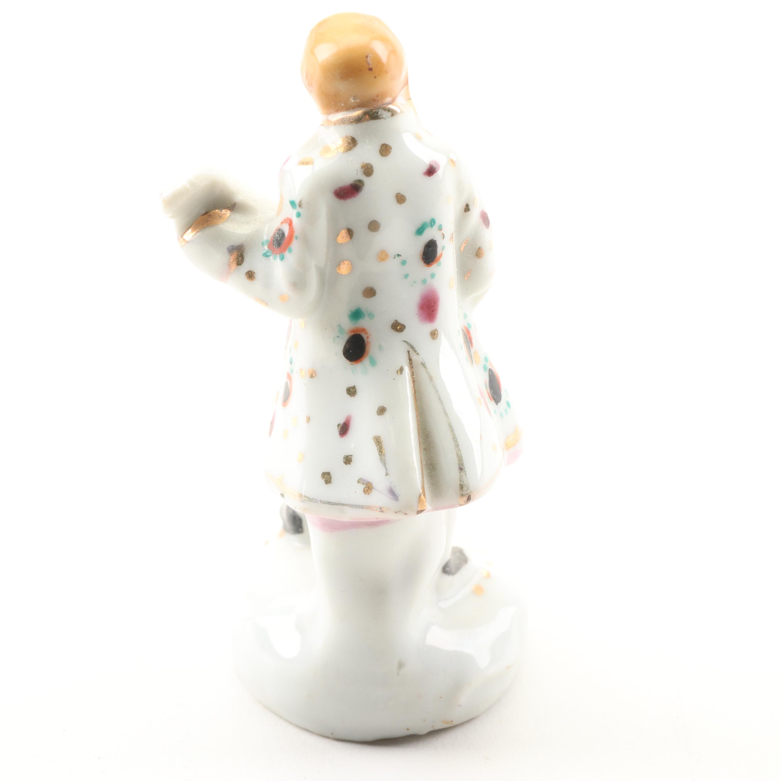Painted Porcelain Figurines Including Dresden Lace,  Mid-20th Century