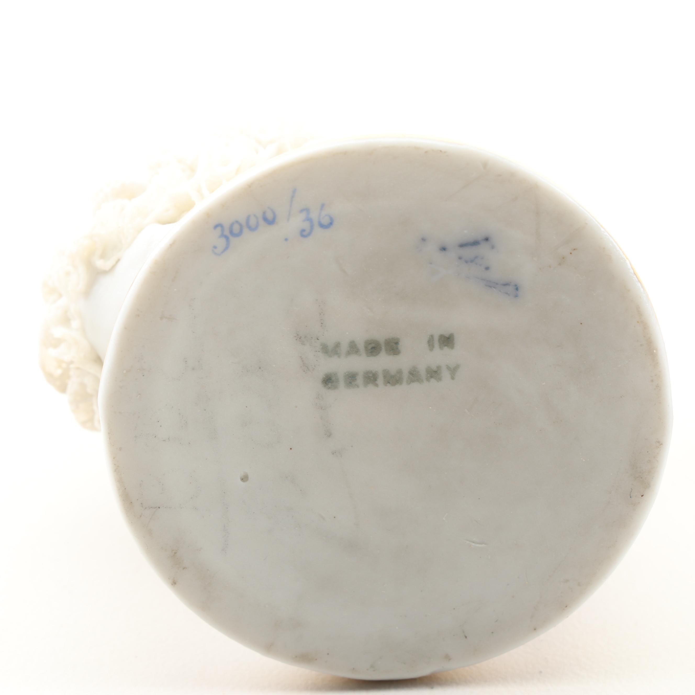 Painted Porcelain Figurines Including Dresden Lace,  Mid-20th Century