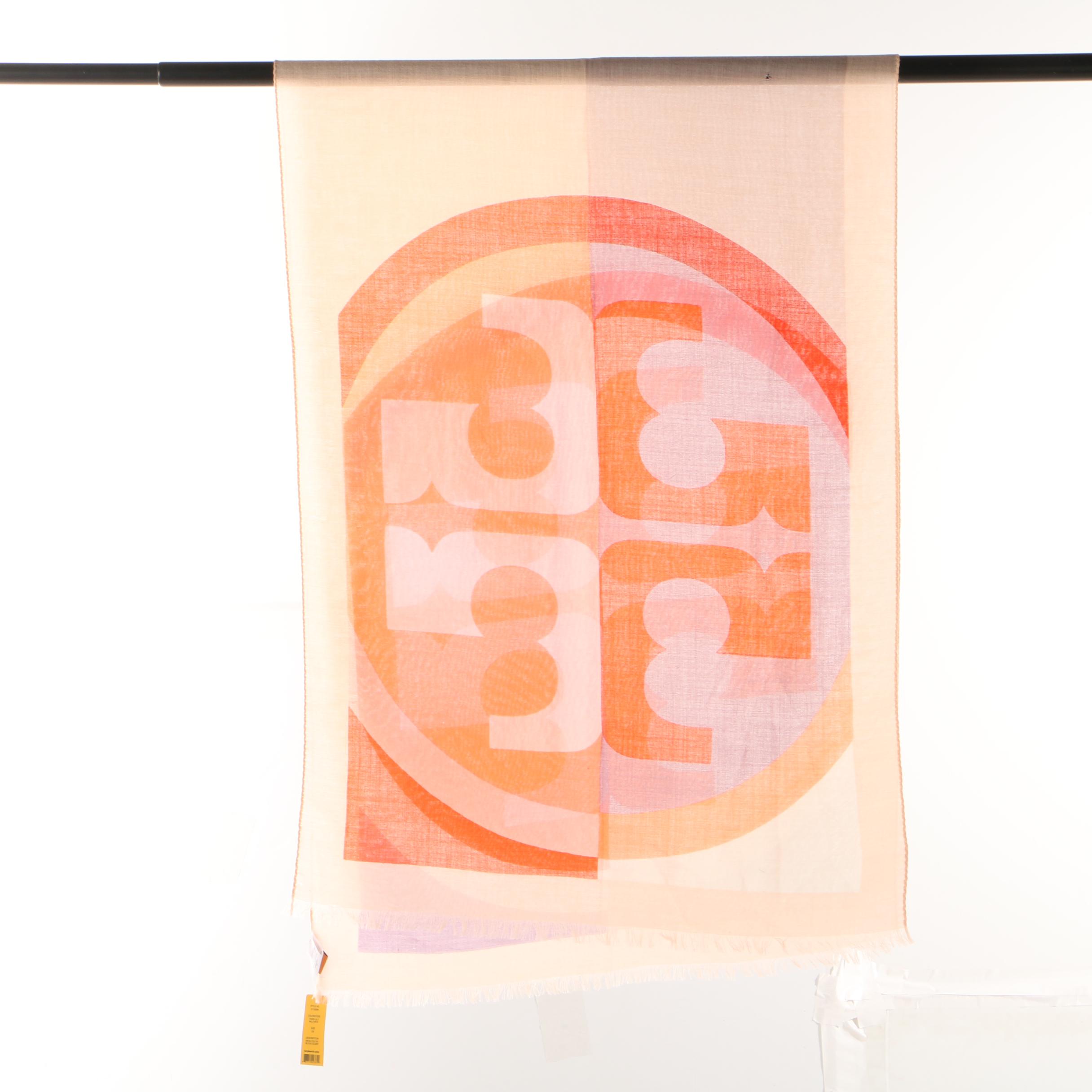 Women's Tory Burch Reva Wool Colorblock Logo Scarf