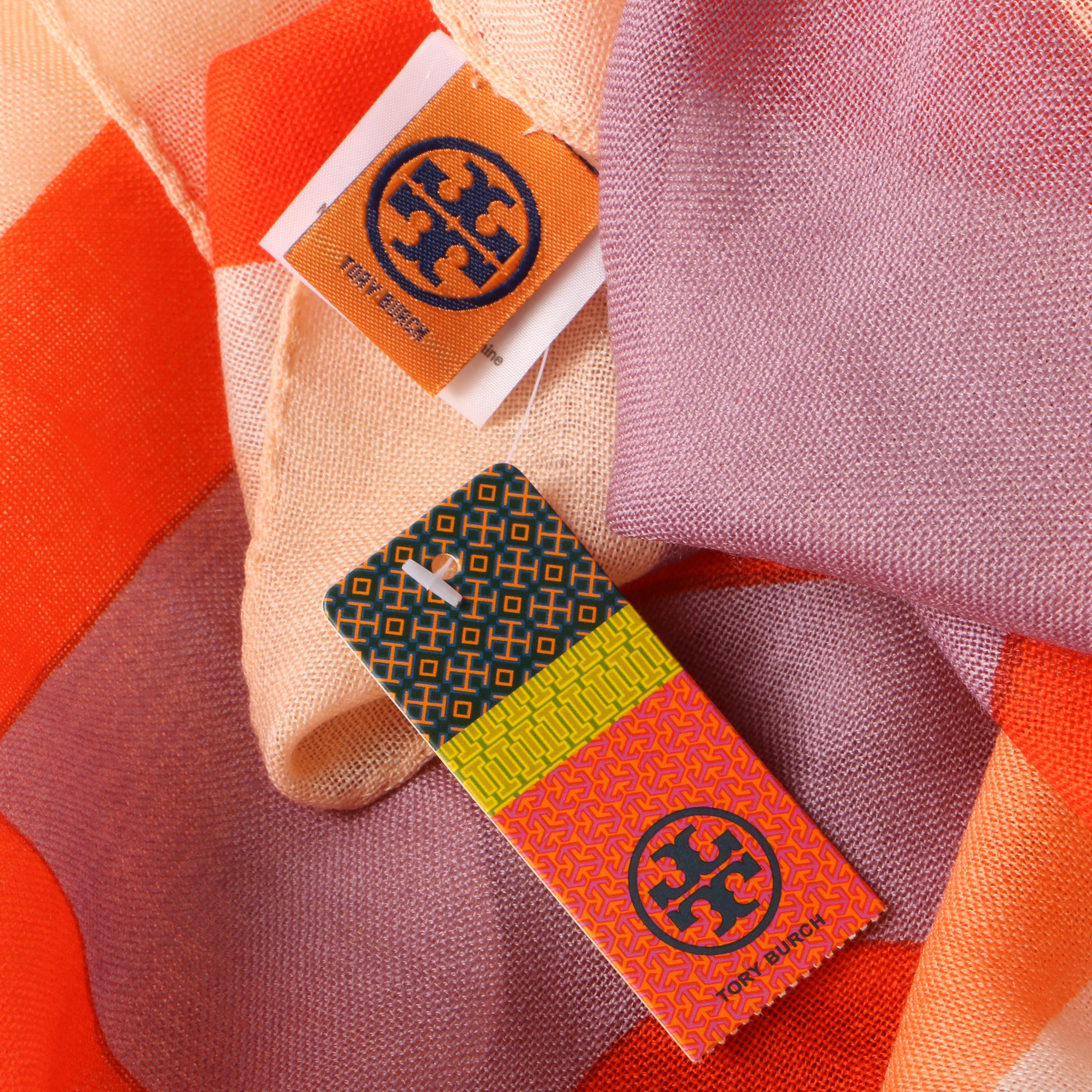 Women's Tory Burch Reva Wool Colorblock Logo Scarf