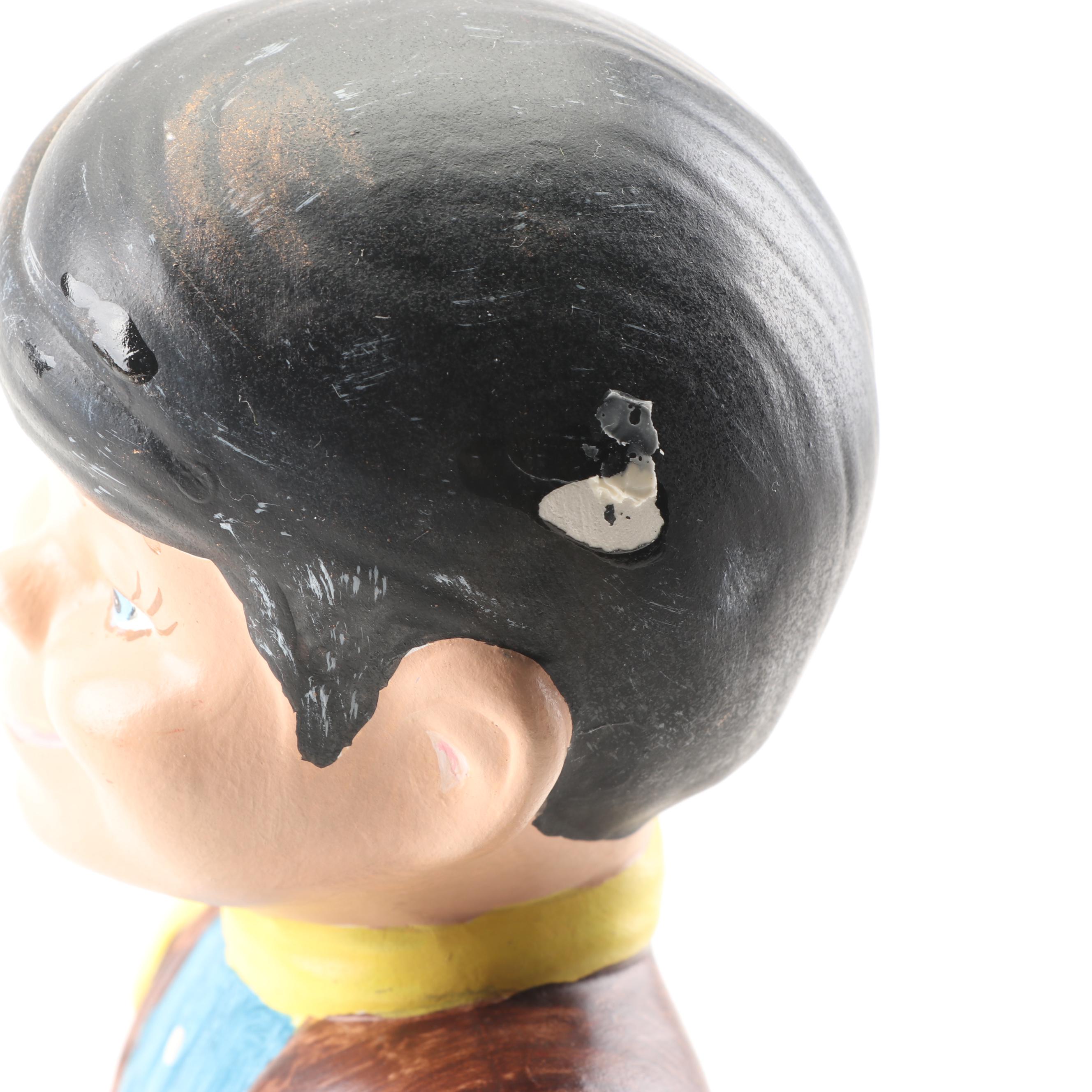 Hand-Painted Western Themed Ceramic Figurines on Marble Bases