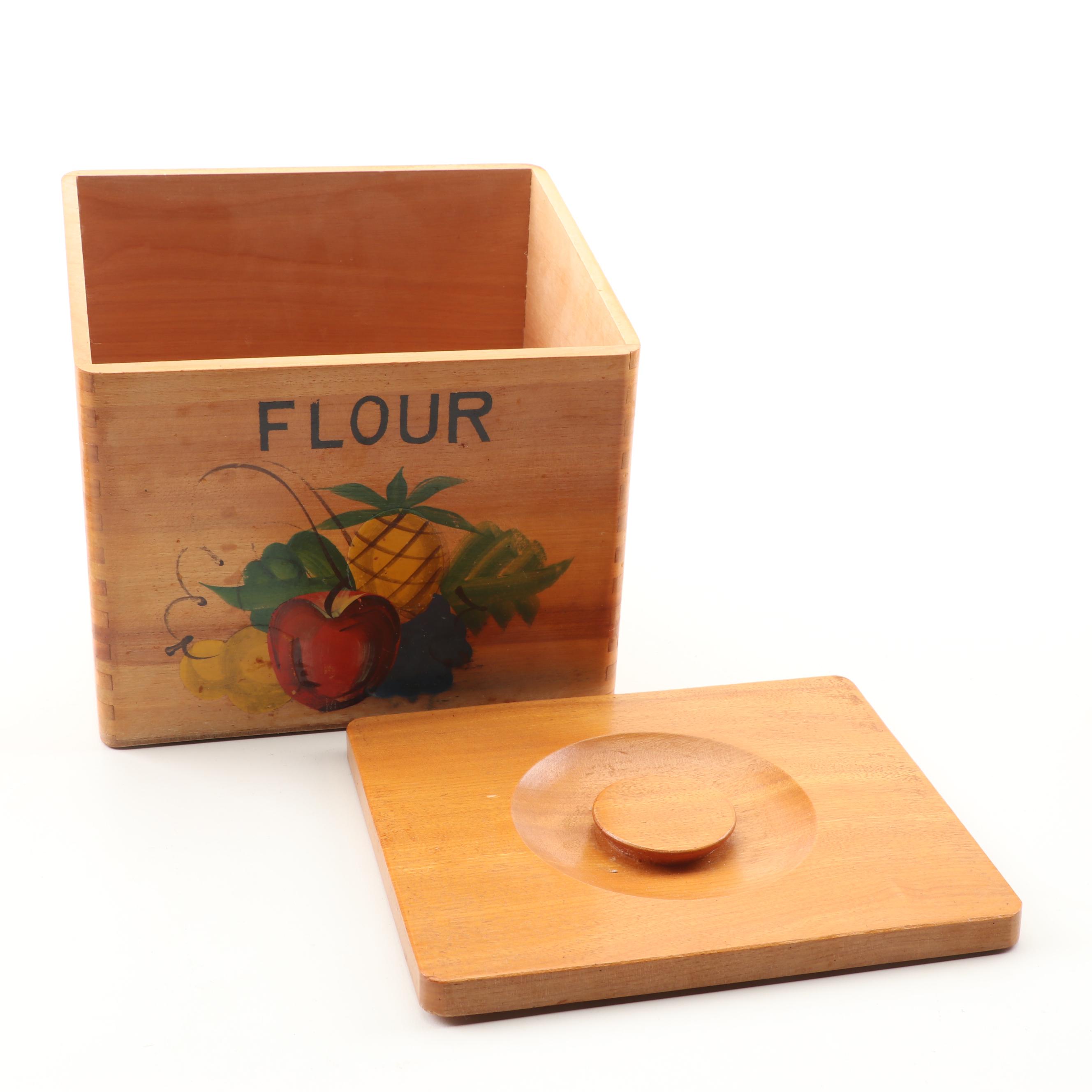 Vintage Ucagco Fruit Motif Wooden Canister Set