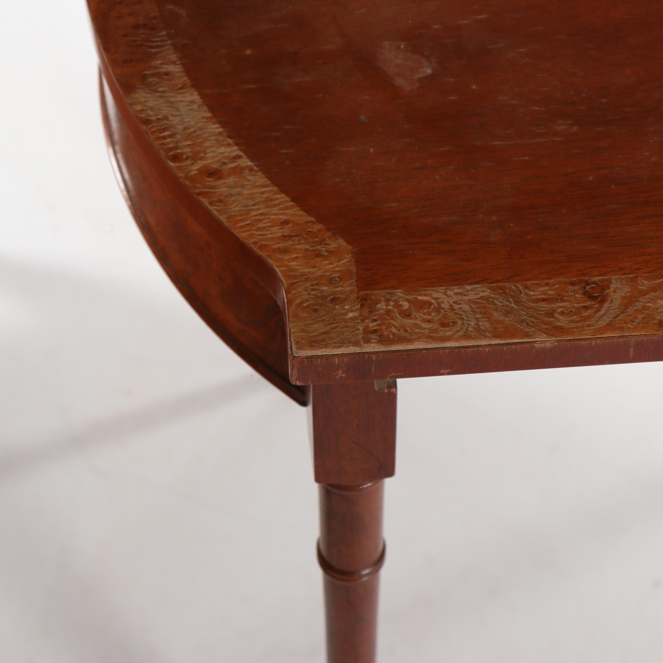 Louis XIII Style Leather Armchair & Turtle Top Wood and Laminate Side Table, 20C