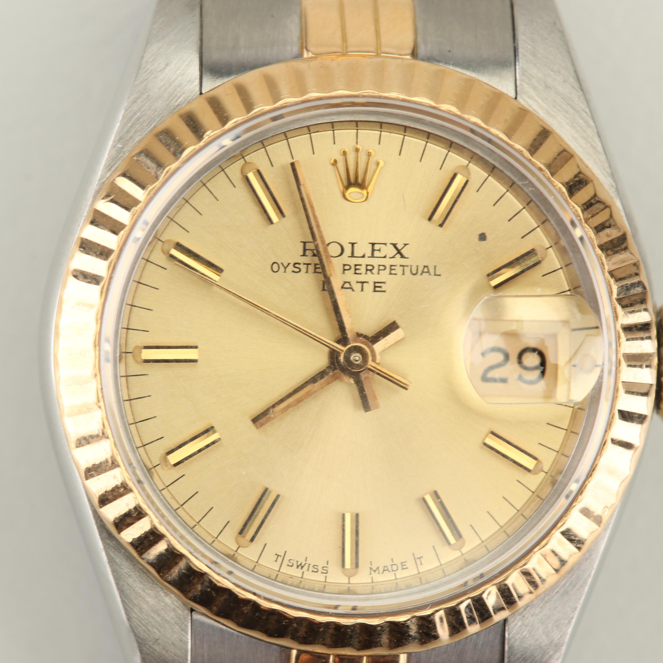 Vintage Rolex Oyster Perpetual Stainless Steel and 18K Yellow Gold Watch