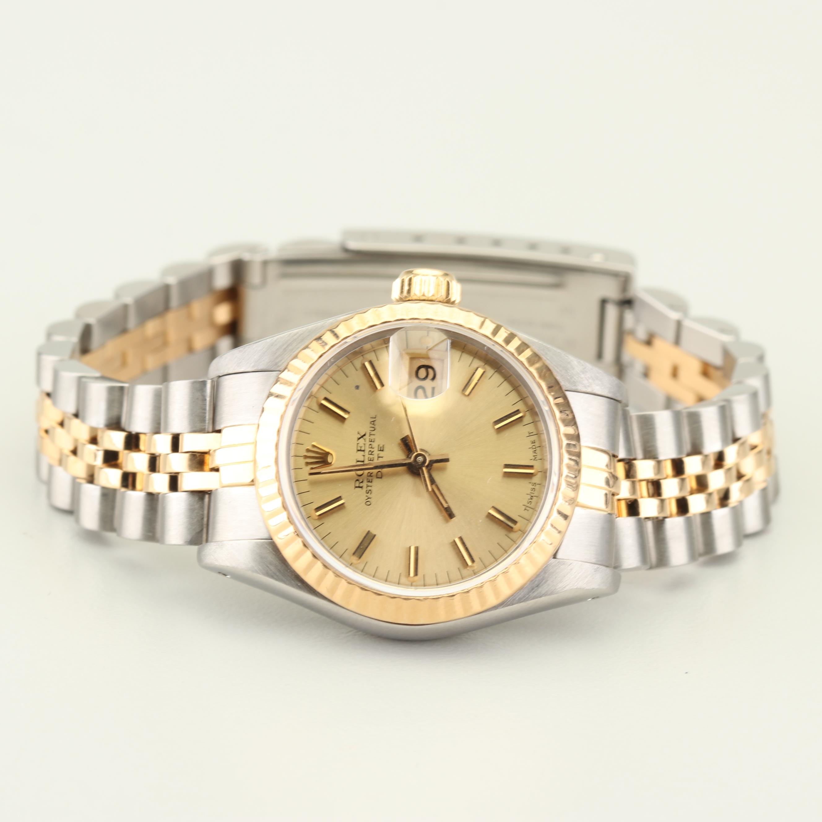 Vintage Rolex Oyster Perpetual Stainless Steel and 18K Yellow Gold Watch