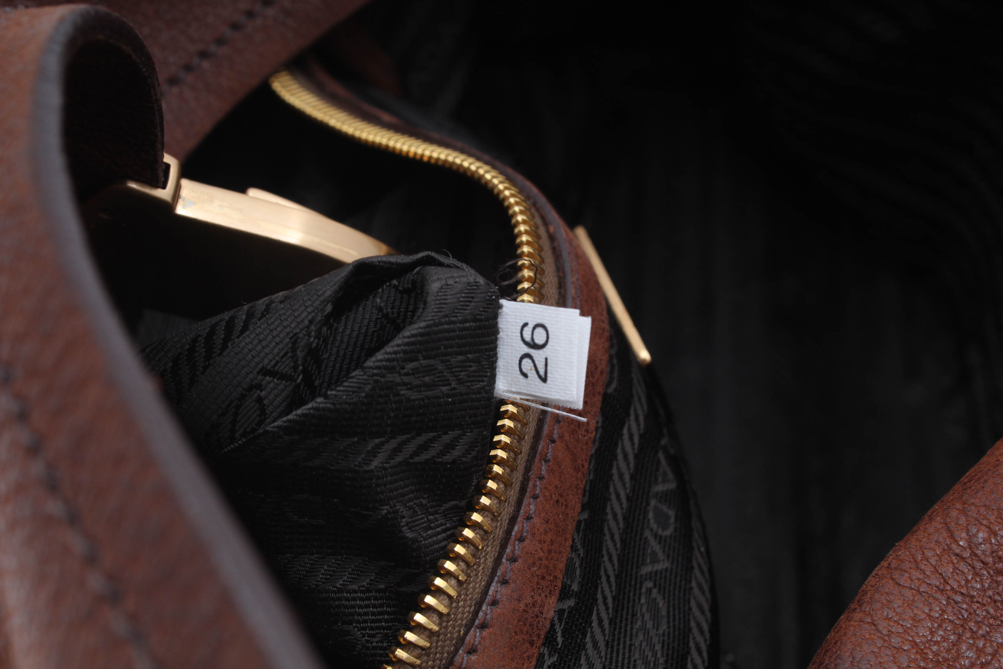 Prada Brown Leather Foldover Pushlock Shoulder Bag