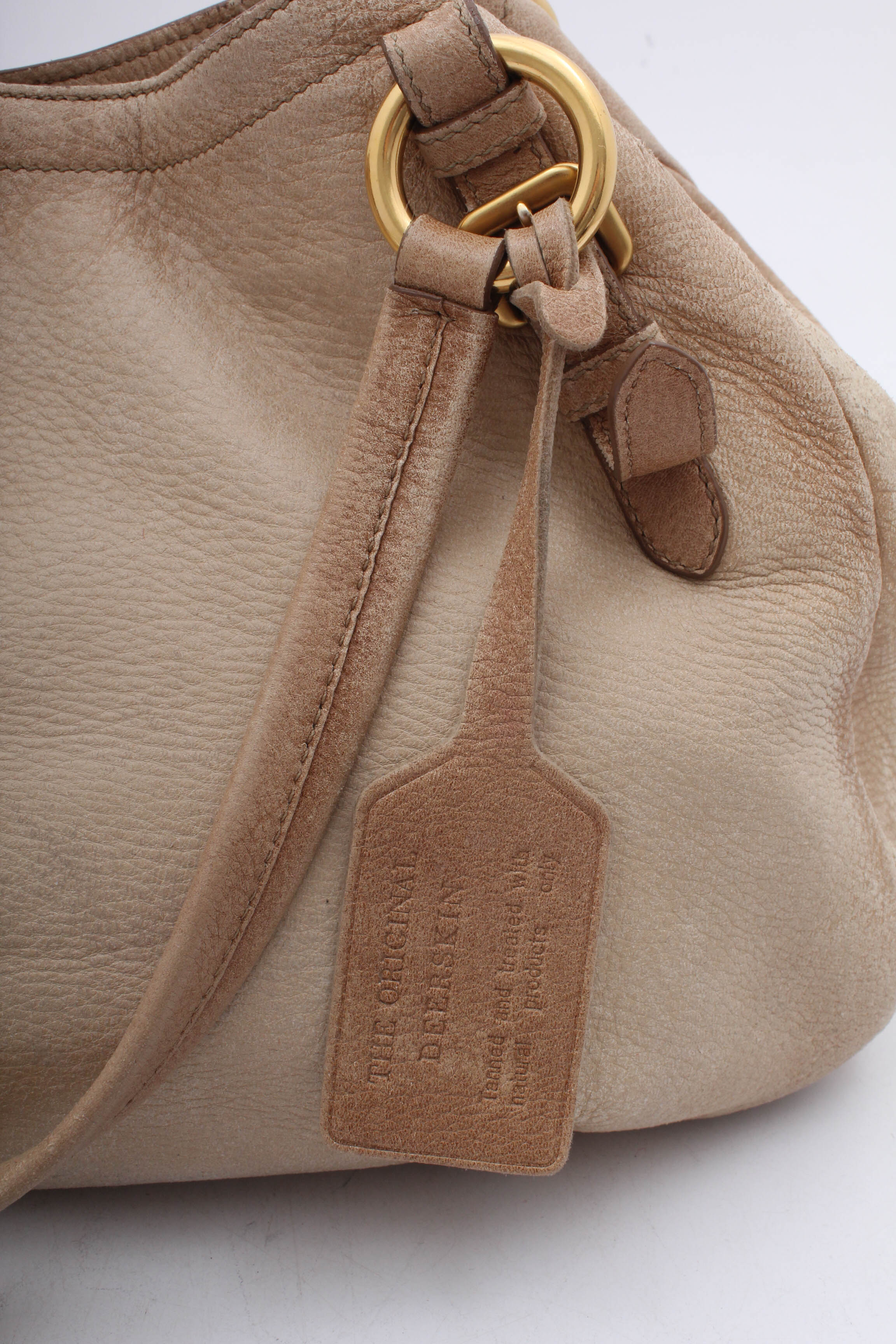 PRADA Cervo Antik Deerskin Sacca 2 Manici Hobo Bag in Quarzo Sfumato