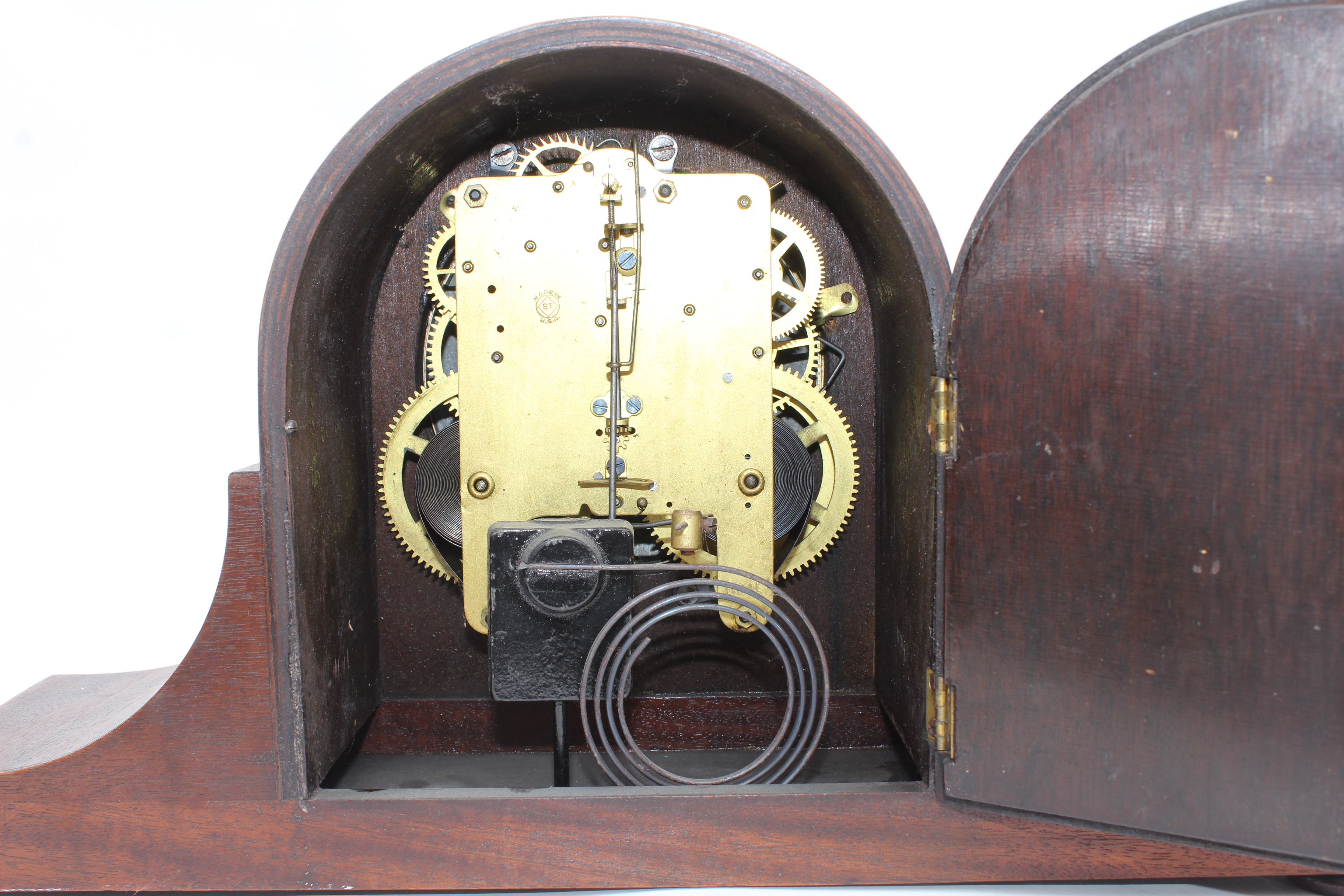 Vintage Seth Thomas Wood Tambour Mantel Clock