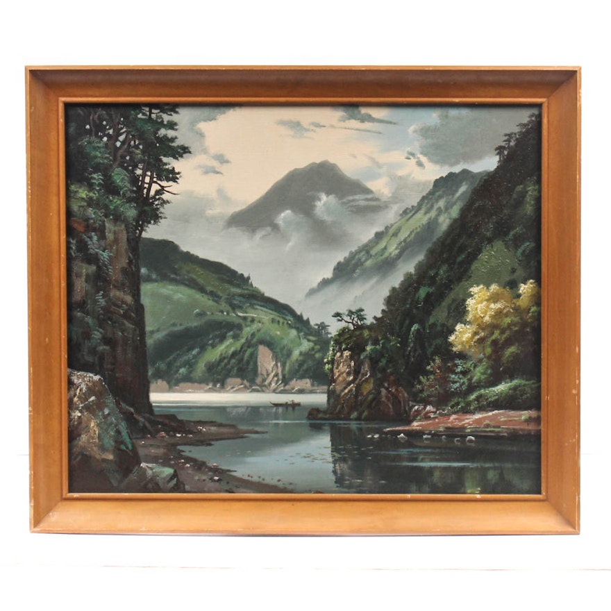 Shigeo Wakaishi Mountainous Landscape Oil Painting