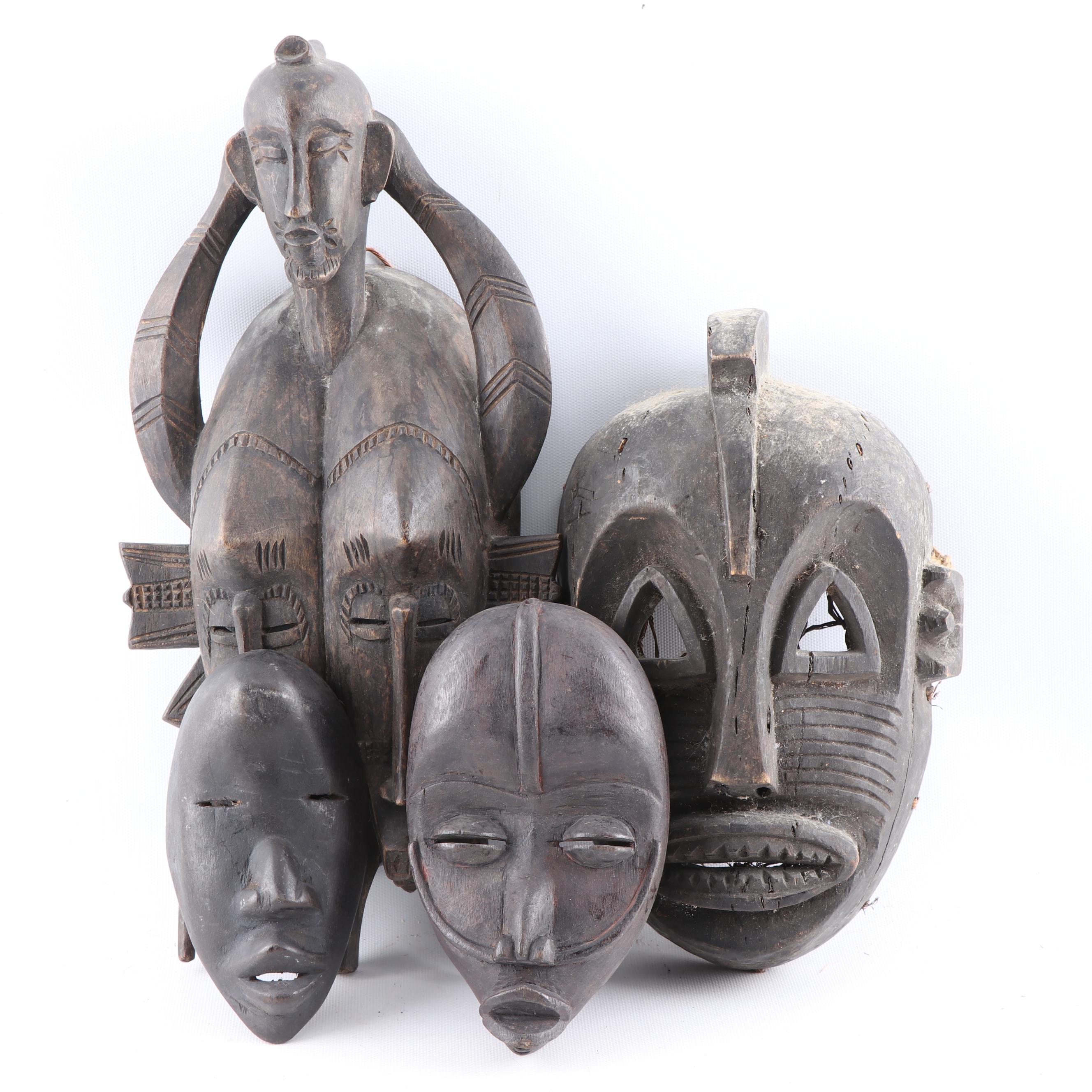 West and Central African Masks Featuring Senufo Kpelie Double Mask