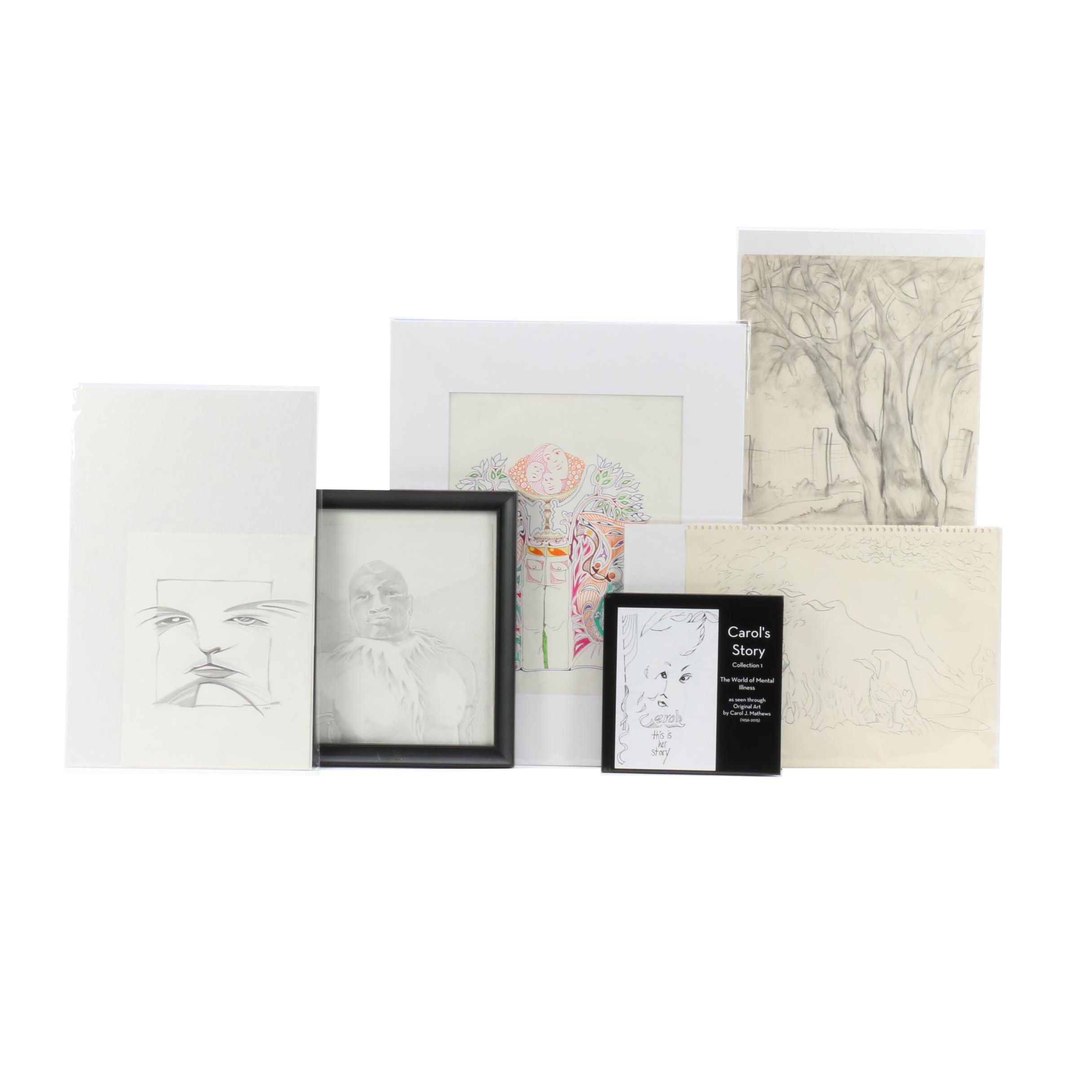 Carol Mathews Assorted Drawings Plus Book "Carol's Story"