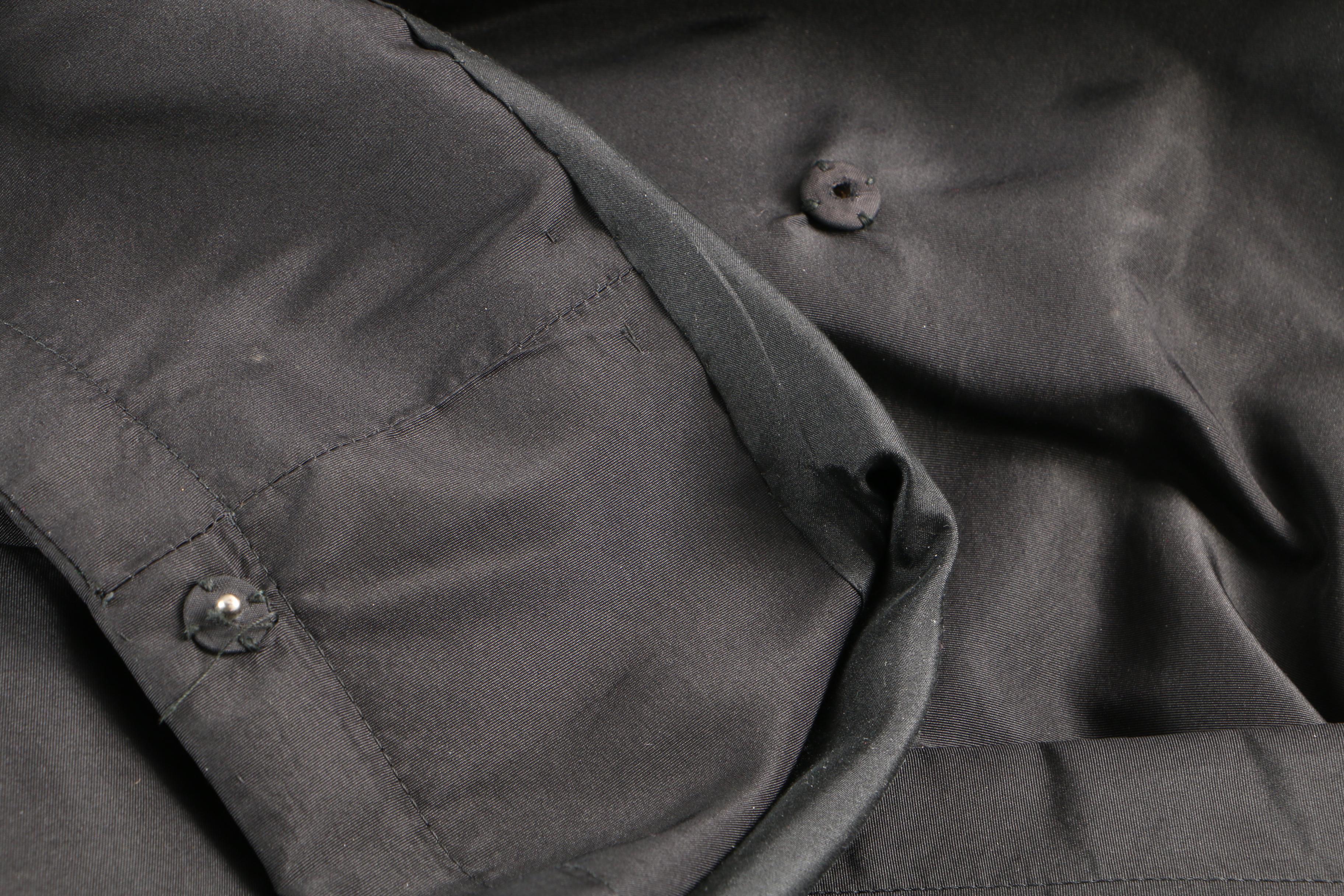 Pauline Trigère Black Polyester Rain Coat, Mid to Late 1950s Vintage Couture