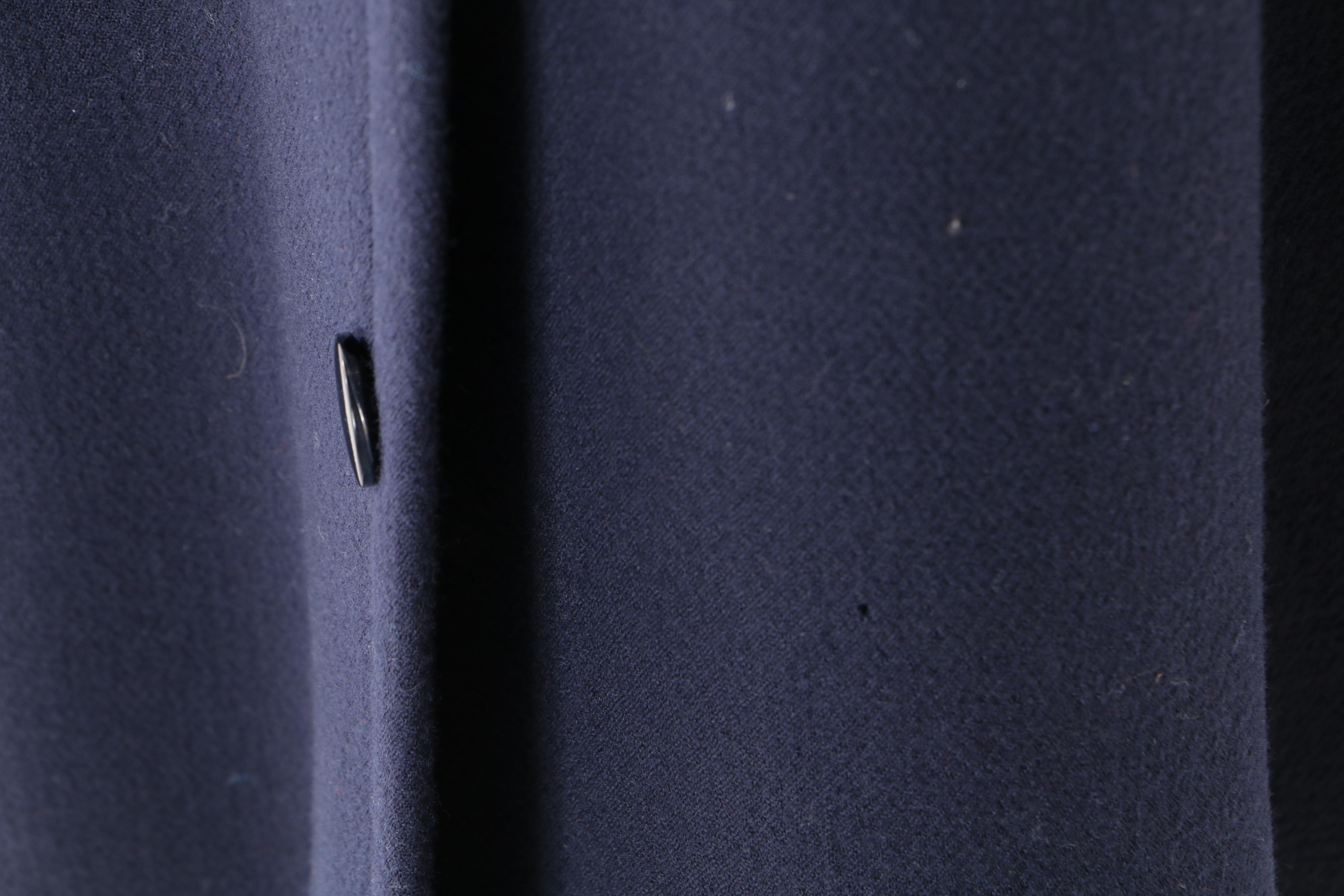 Pauline Trigère Navy Blue Wool Coat, Mid to Late 1950s Vintage Couture