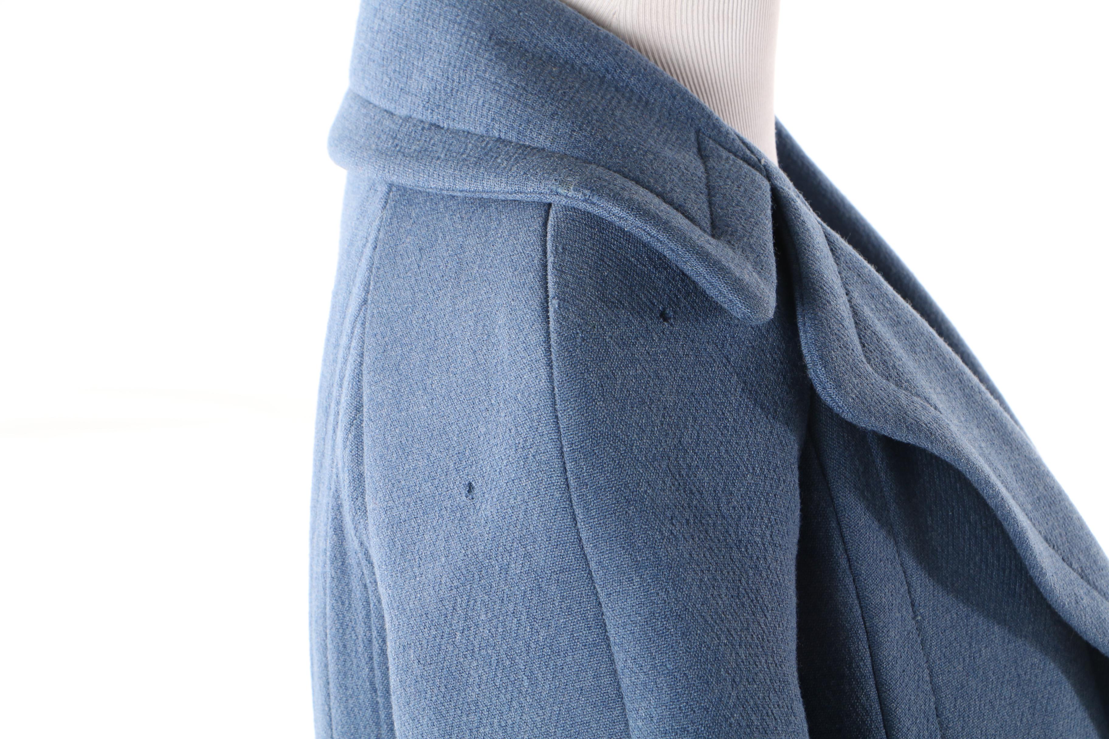 Pauline Trigère Wool Coat in French Blue, Late 1950s Vintage Couture