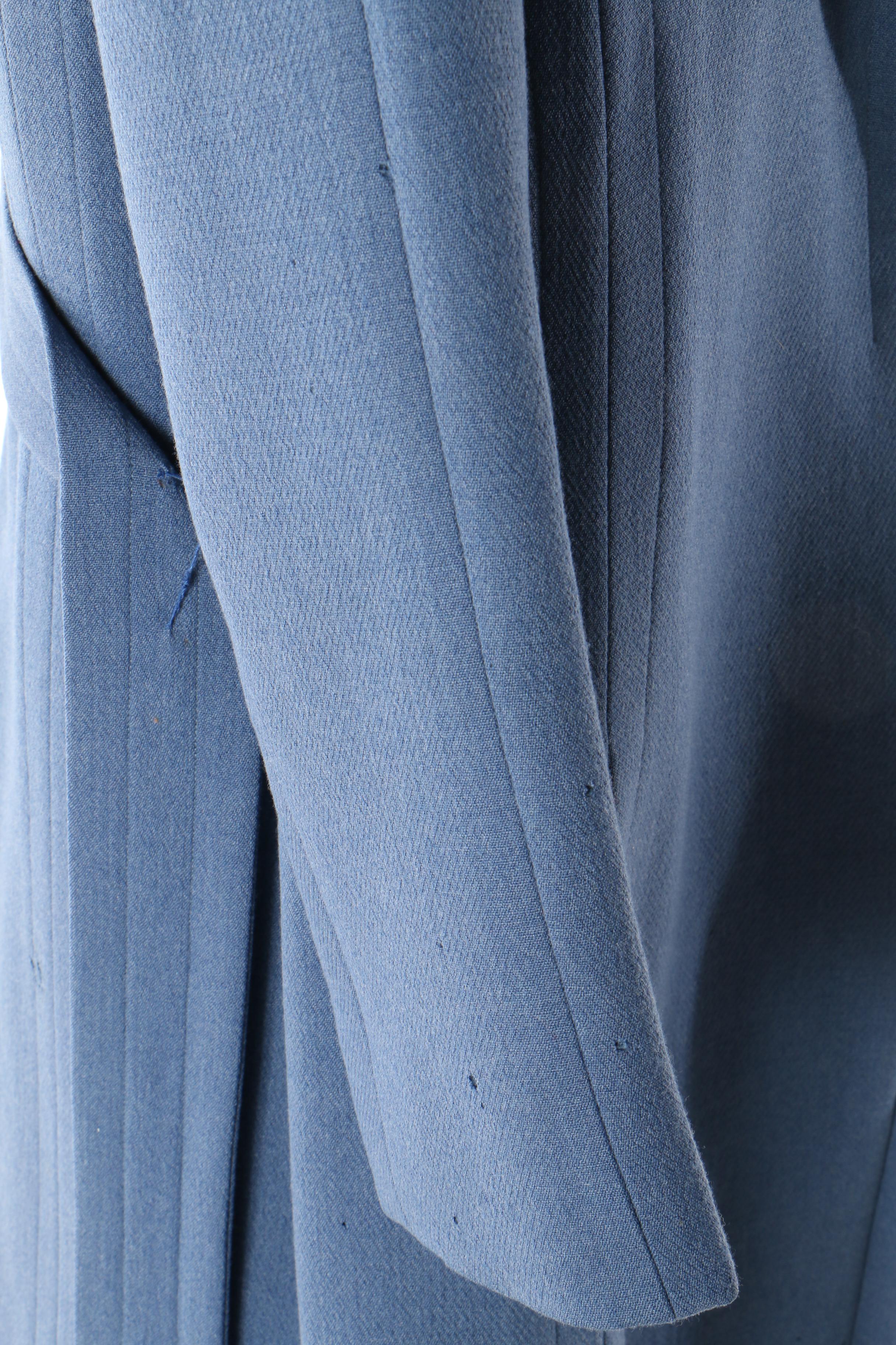 Pauline Trigère Wool Coat in French Blue, Late 1950s Vintage Couture