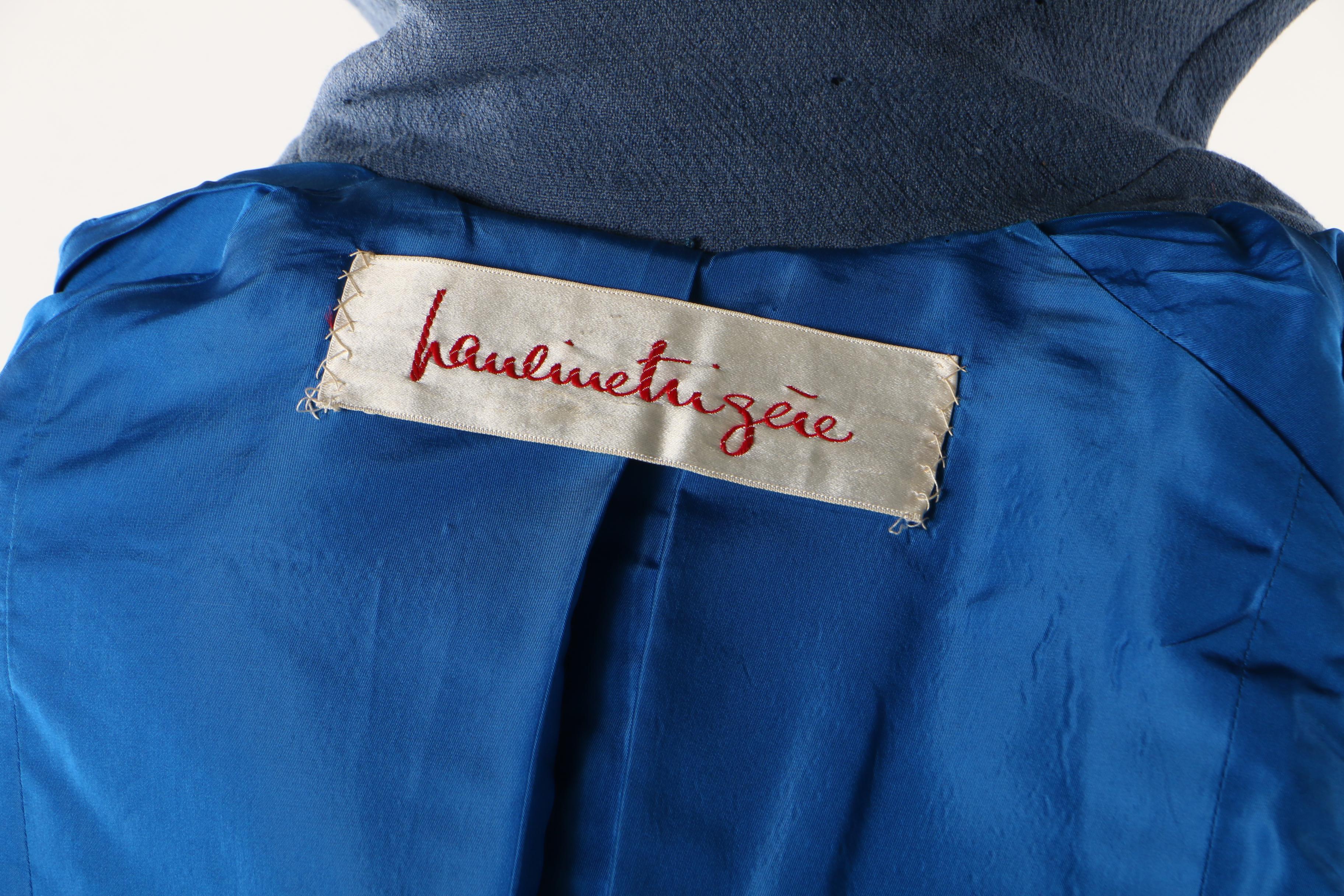 Pauline Trigère Wool Coat in French Blue, Late 1950s Vintage Couture