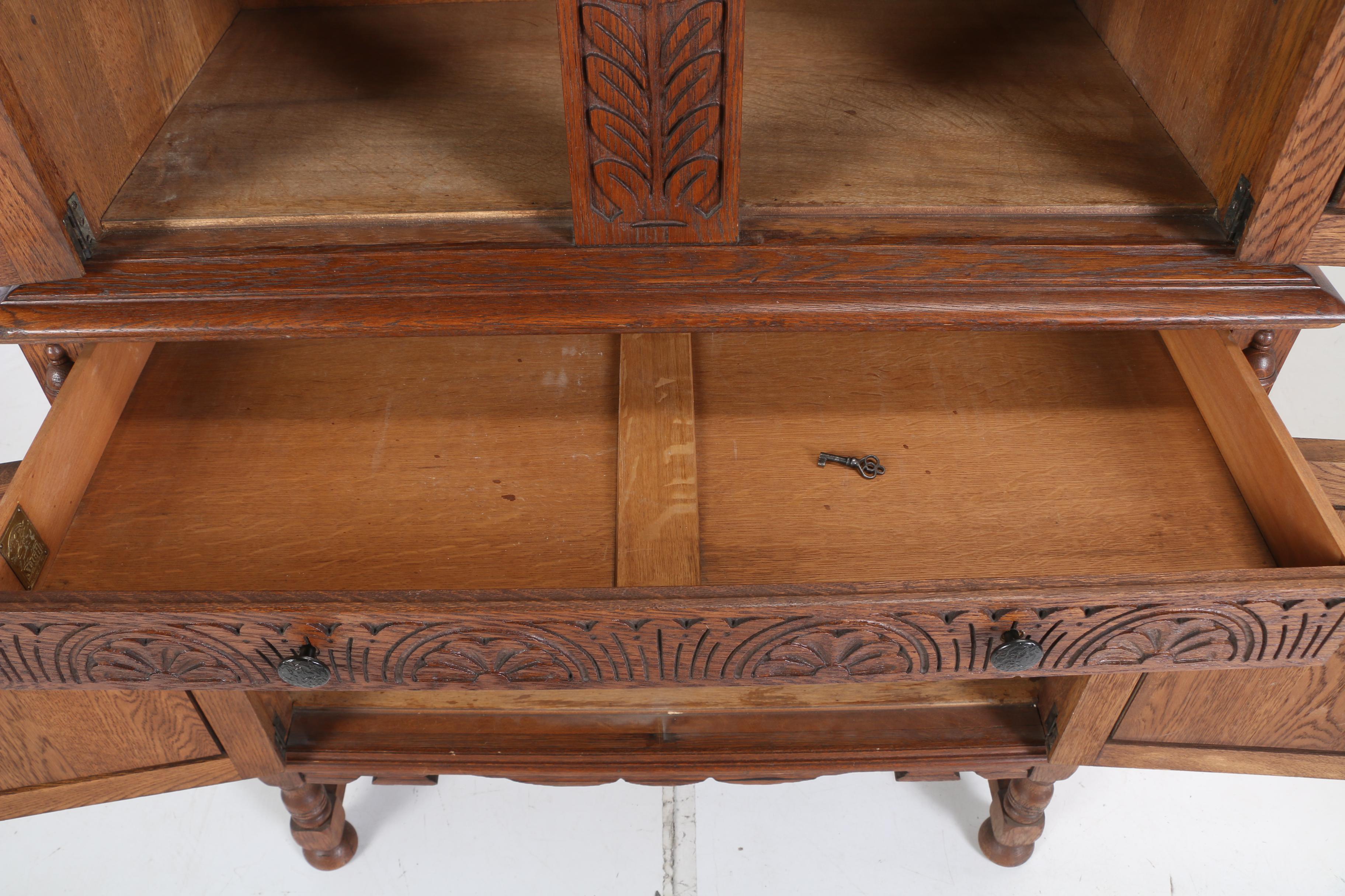 Jacobean Style Oak Cupboard by Sligh Furniture Co., Early 20th Century