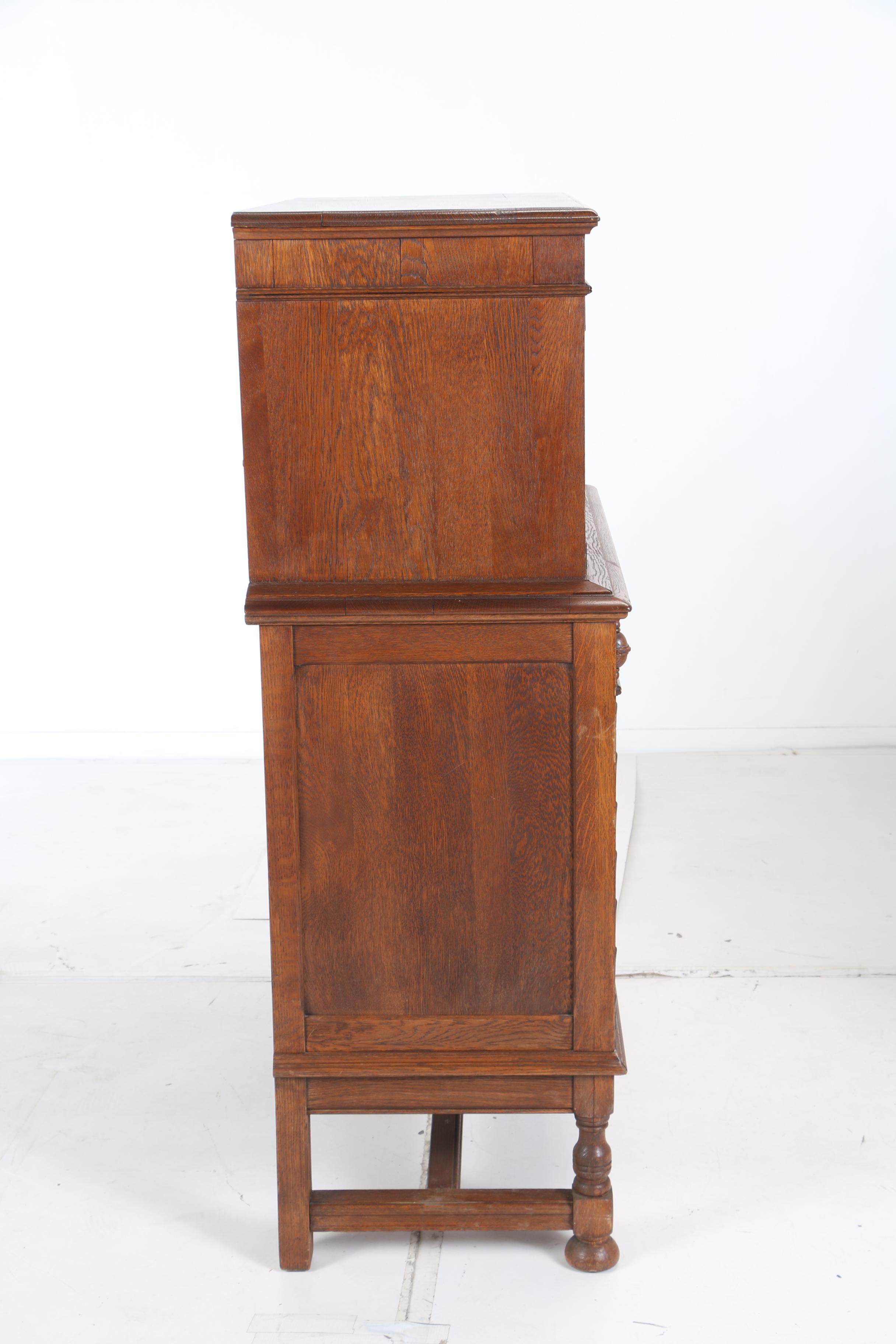 Jacobean Style Oak Cupboard by Sligh Furniture Co., Early 20th Century