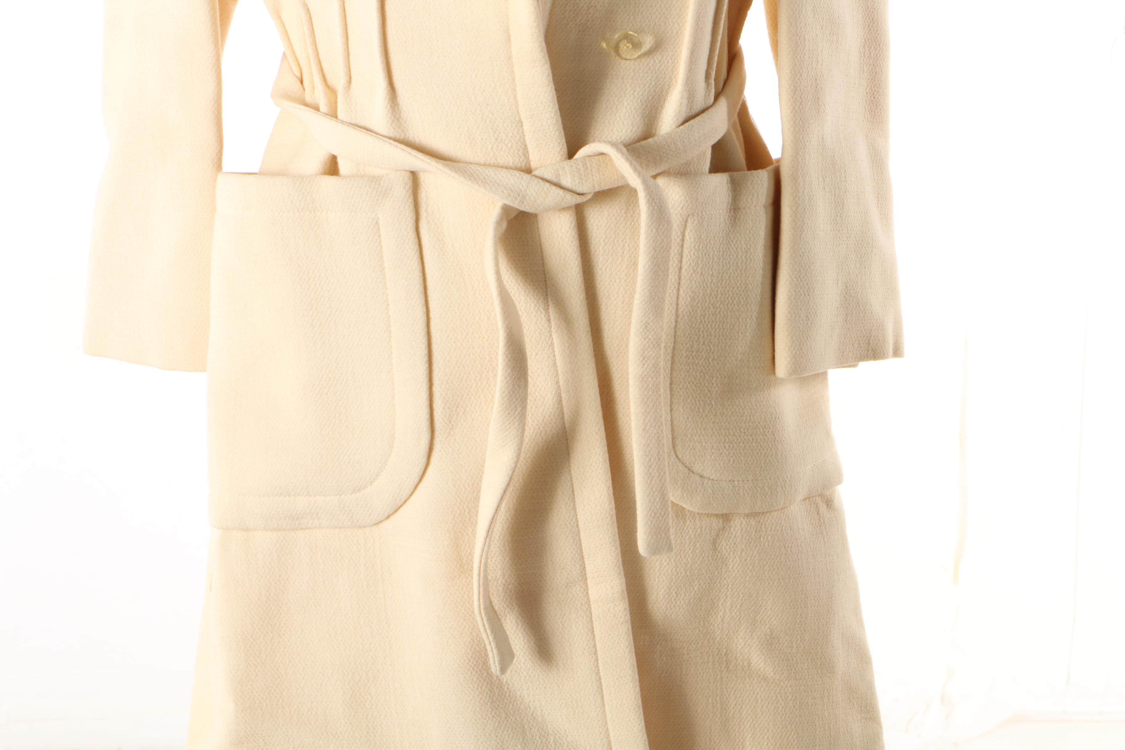 Pauline Trigère Ivory Wool Coat, Vintage Couture, Late 1950s Vintage Couture