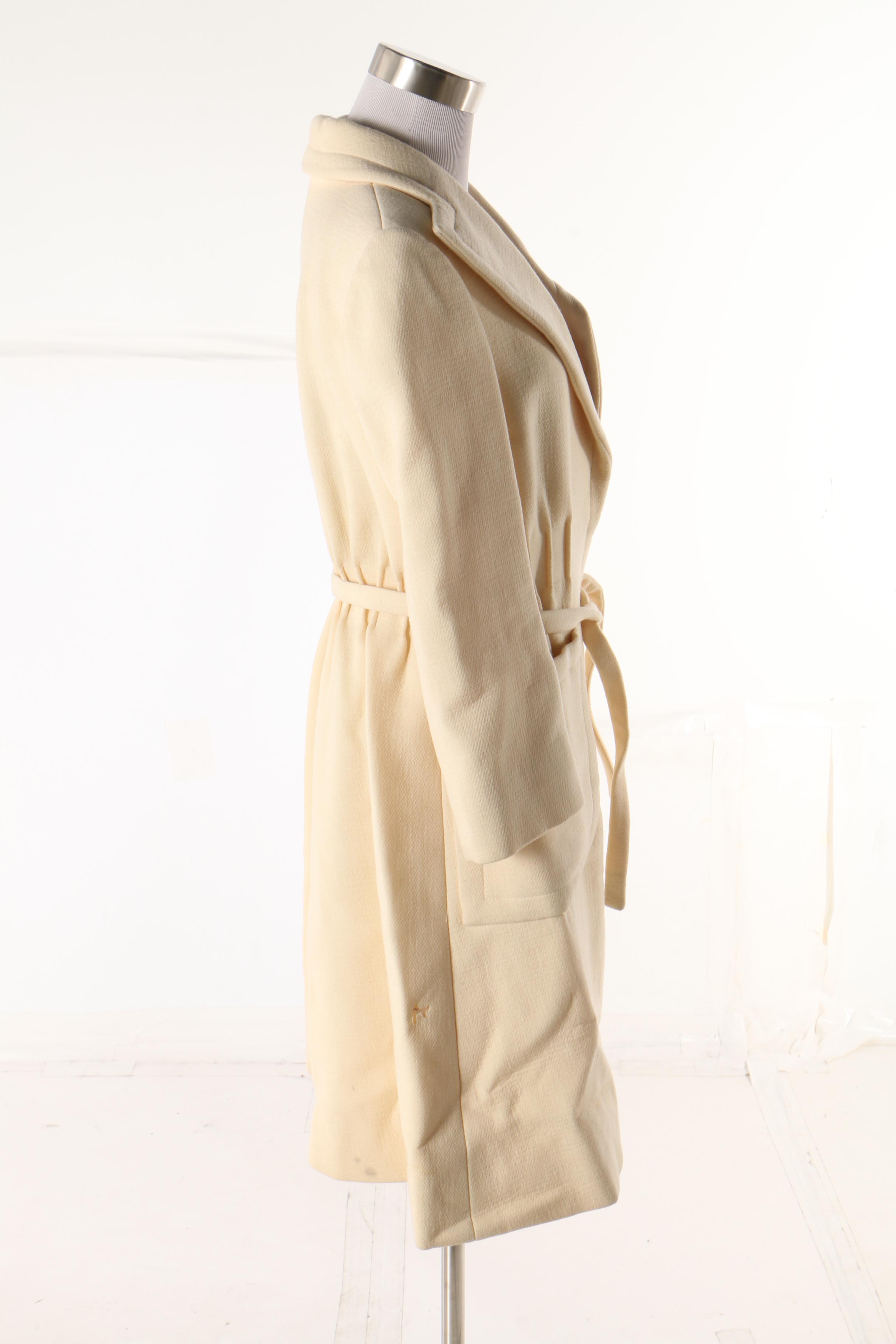 Pauline Trigère Ivory Wool Coat, Vintage Couture, Late 1950s Vintage Couture