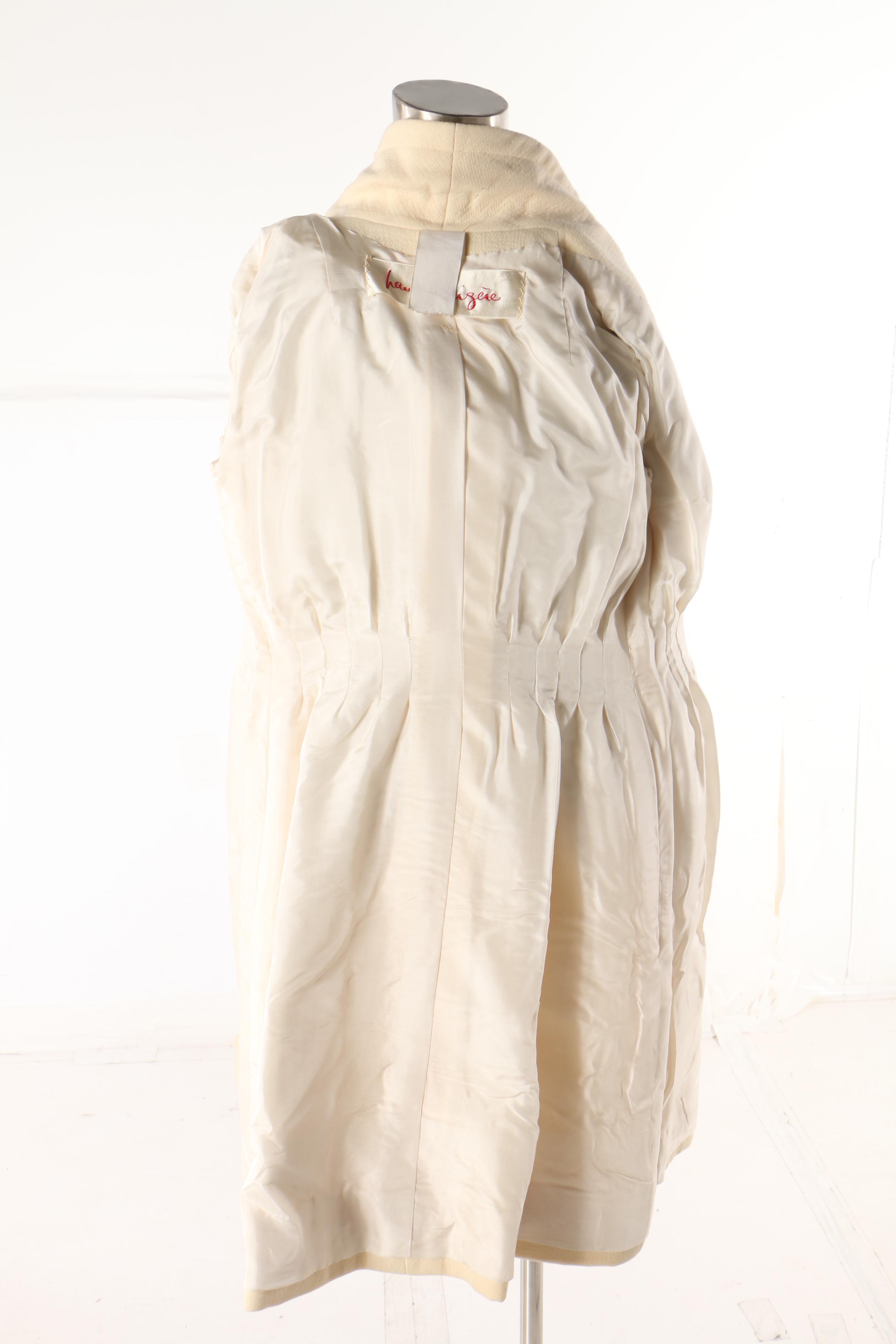 Pauline Trigère Ivory Wool Coat, Vintage Couture, Late 1950s Vintage Couture