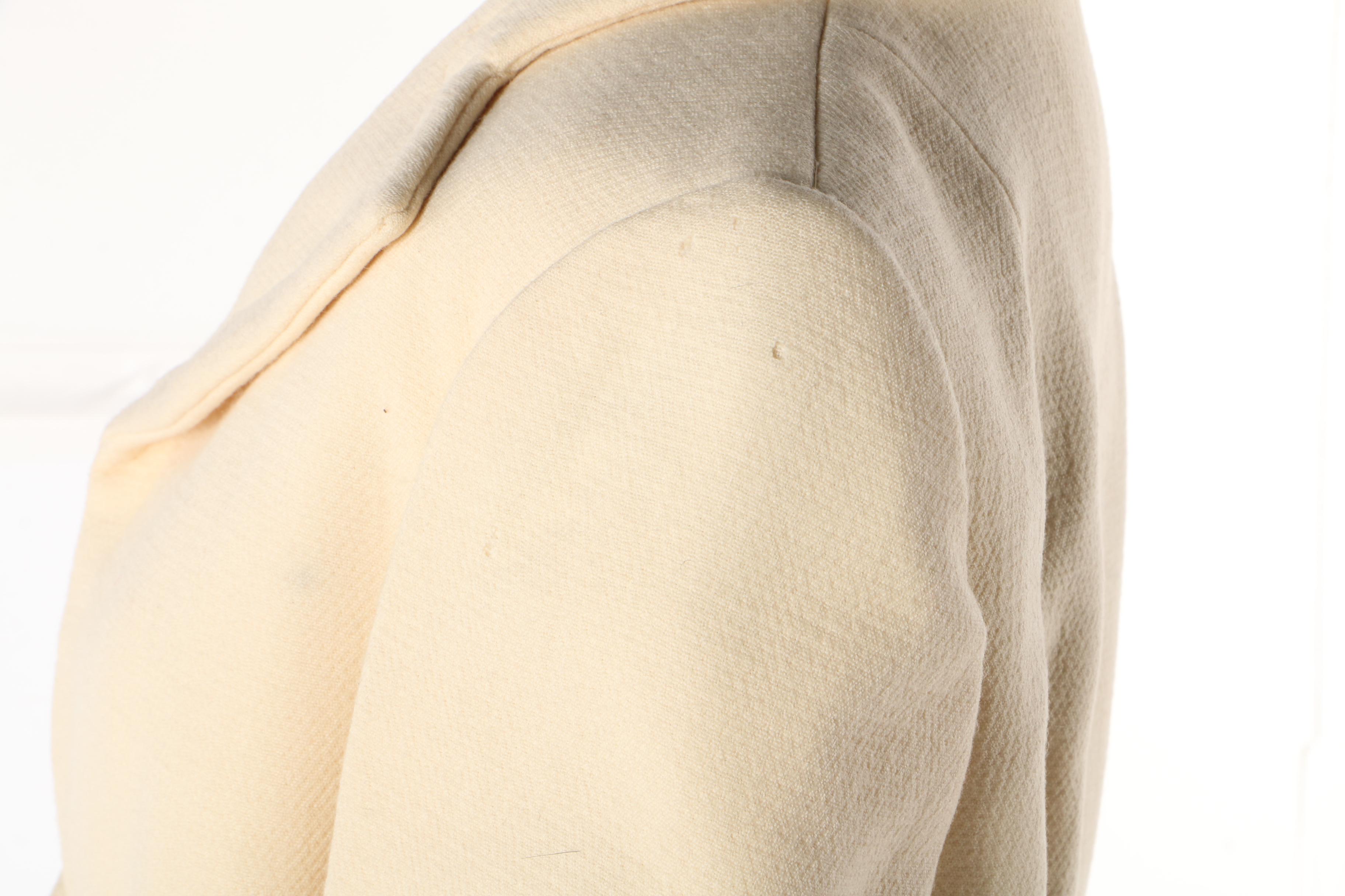 Pauline Trigère Ivory Wool Coat, Vintage Couture, Late 1950s Vintage Couture