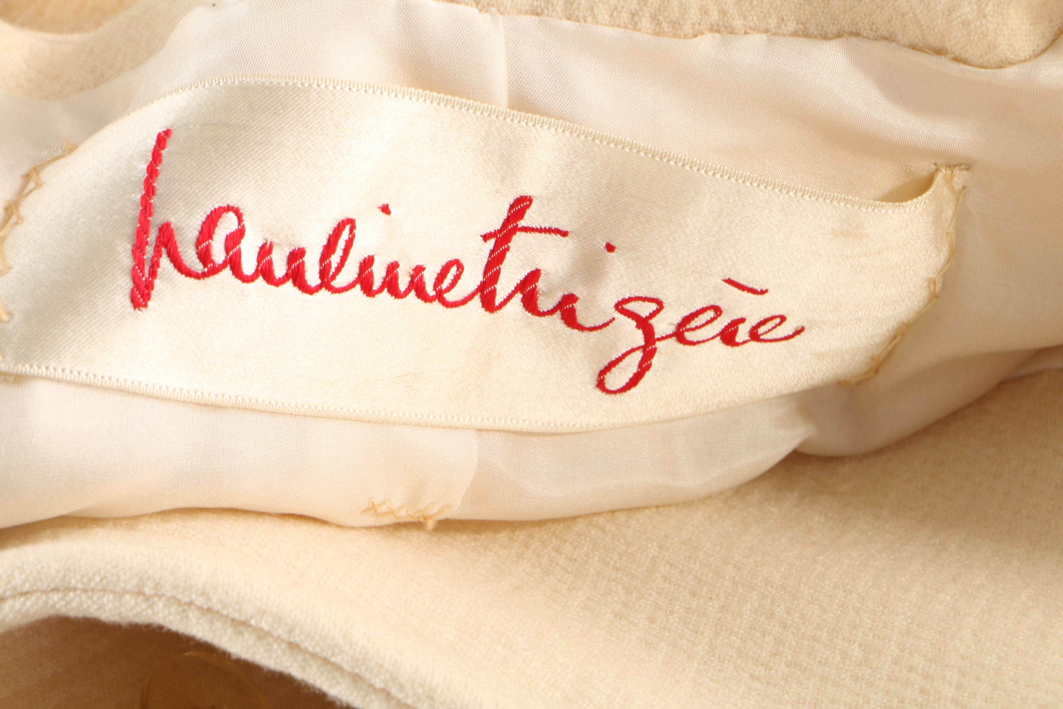 Pauline Trigère Ivory Wool Coat, Vintage Couture, Late 1950s Vintage Couture