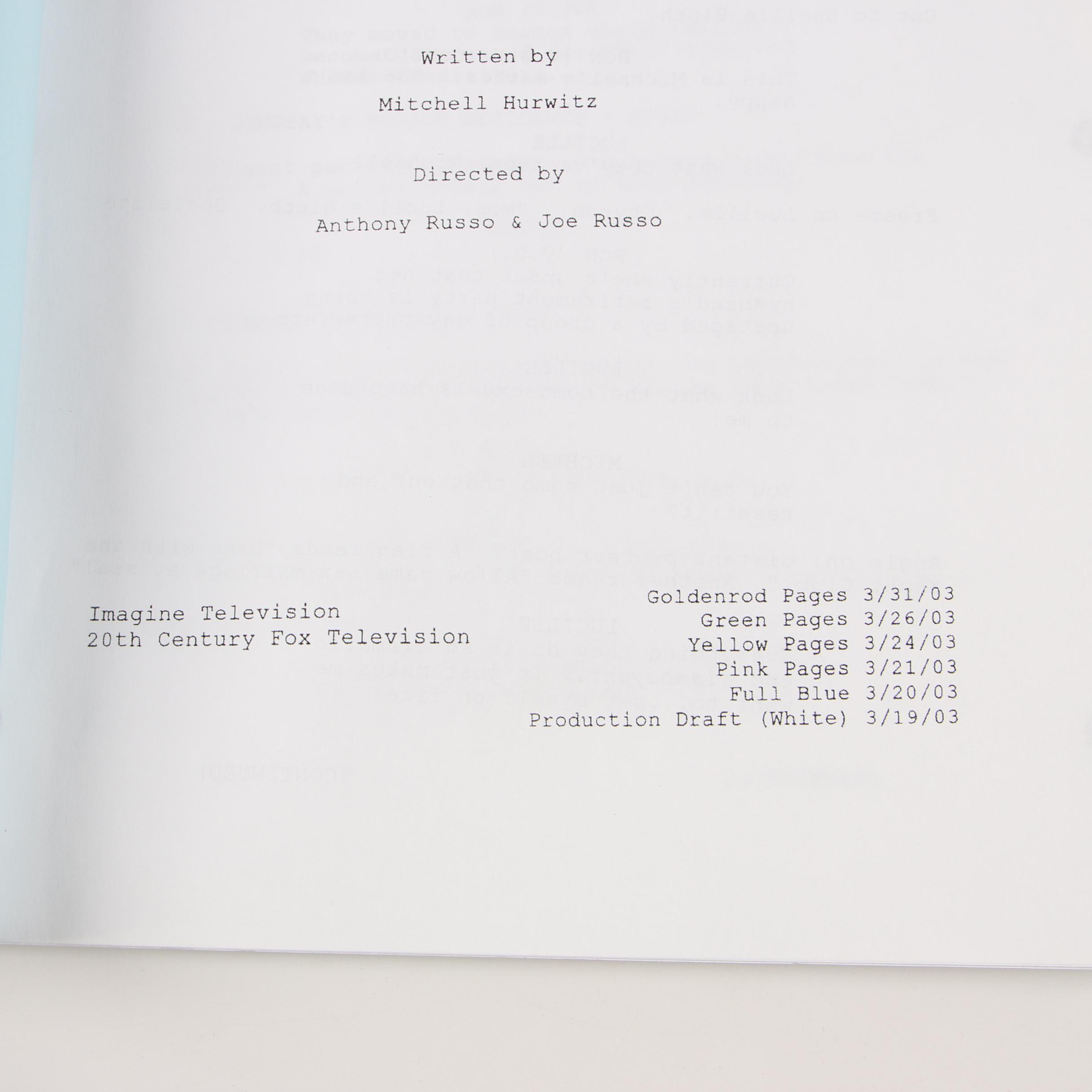 Television Pilot Scripts featuring "Arrested Development" and "The X-Files"