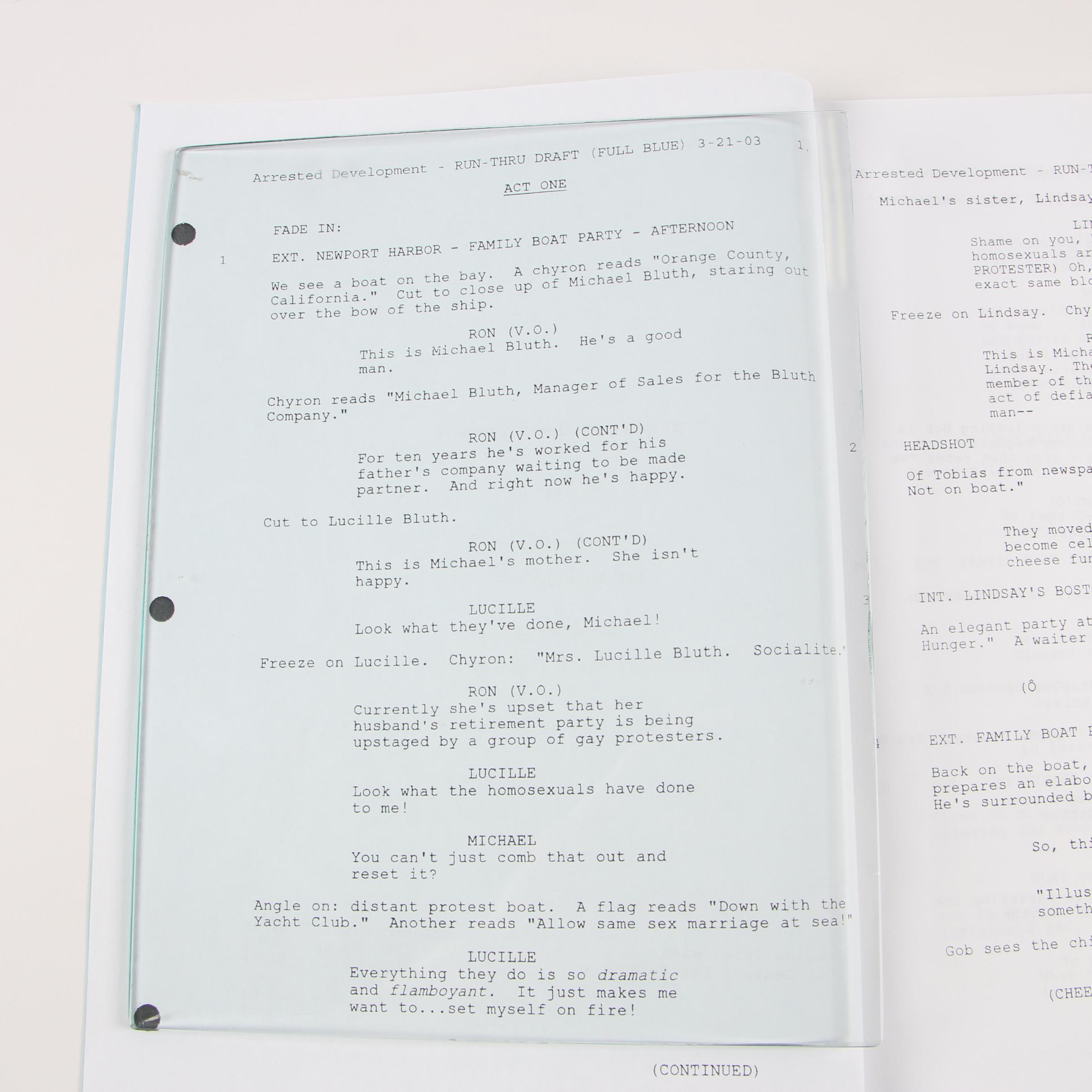 Television Pilot Scripts featuring "Arrested Development" and "The X-Files"