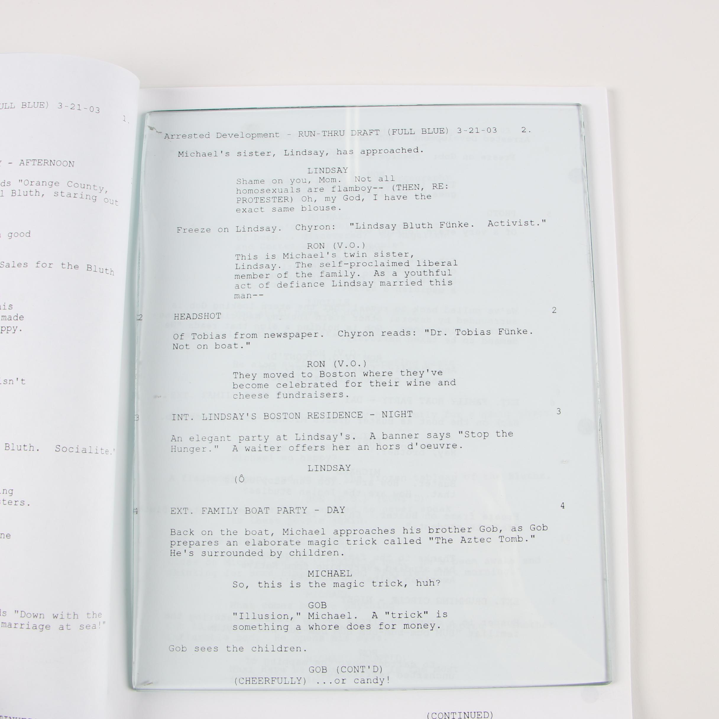 Television Pilot Scripts featuring "Arrested Development" and "The X-Files"