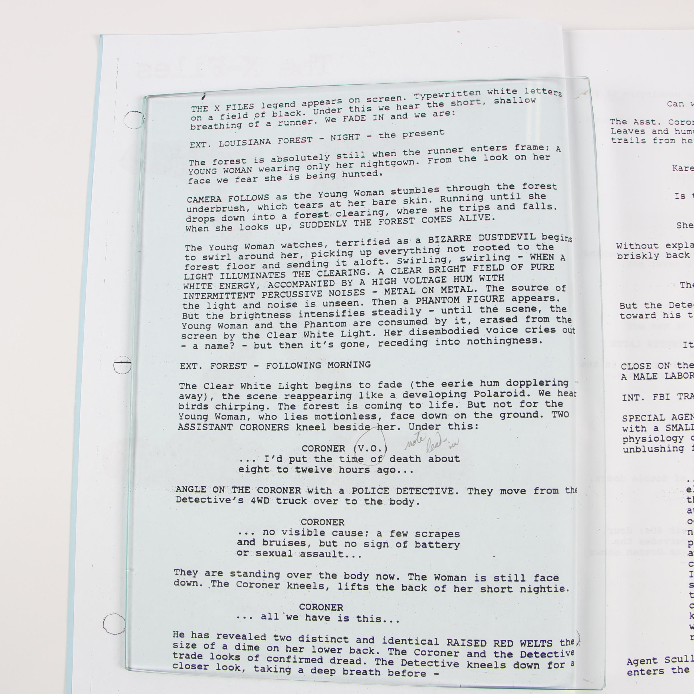 Television Pilot Scripts featuring "Arrested Development" and "The X-Files"