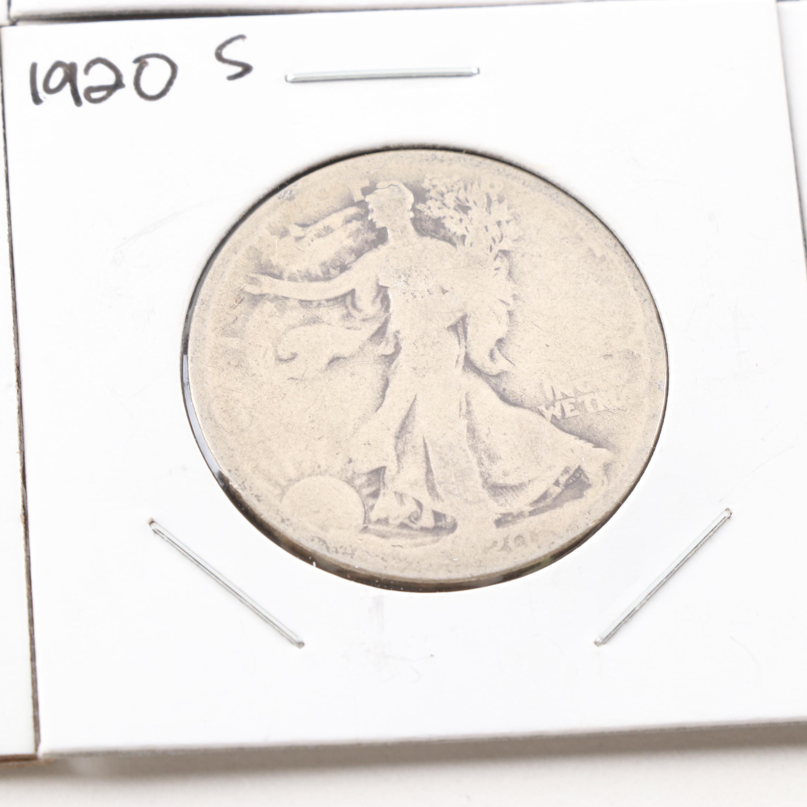 Fifteen 1920 Walking Liberty Silver Half Dollars