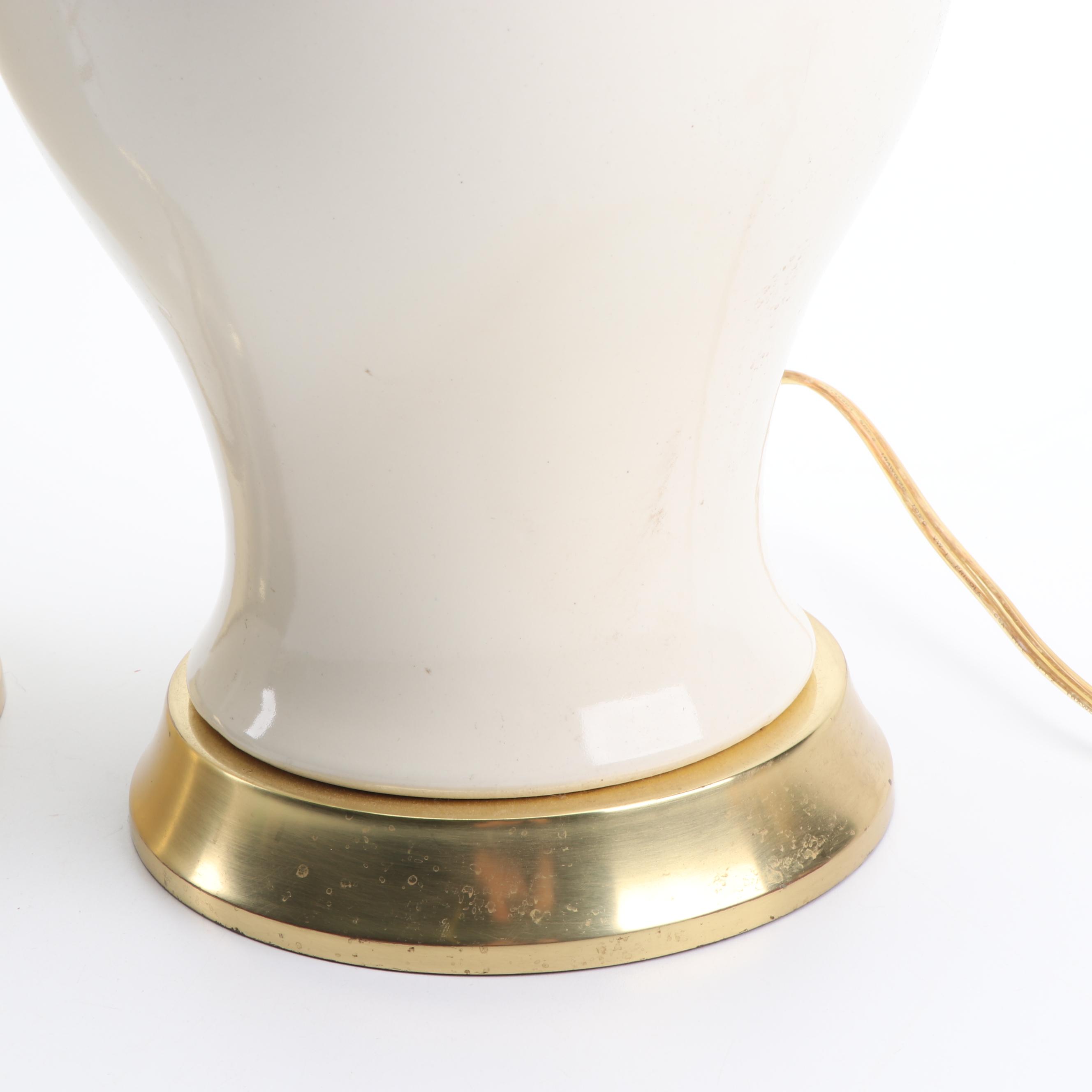 Tyndale Lamps of Chicago Ceramic and Brass Urn Table Lamps, Late 20th Century