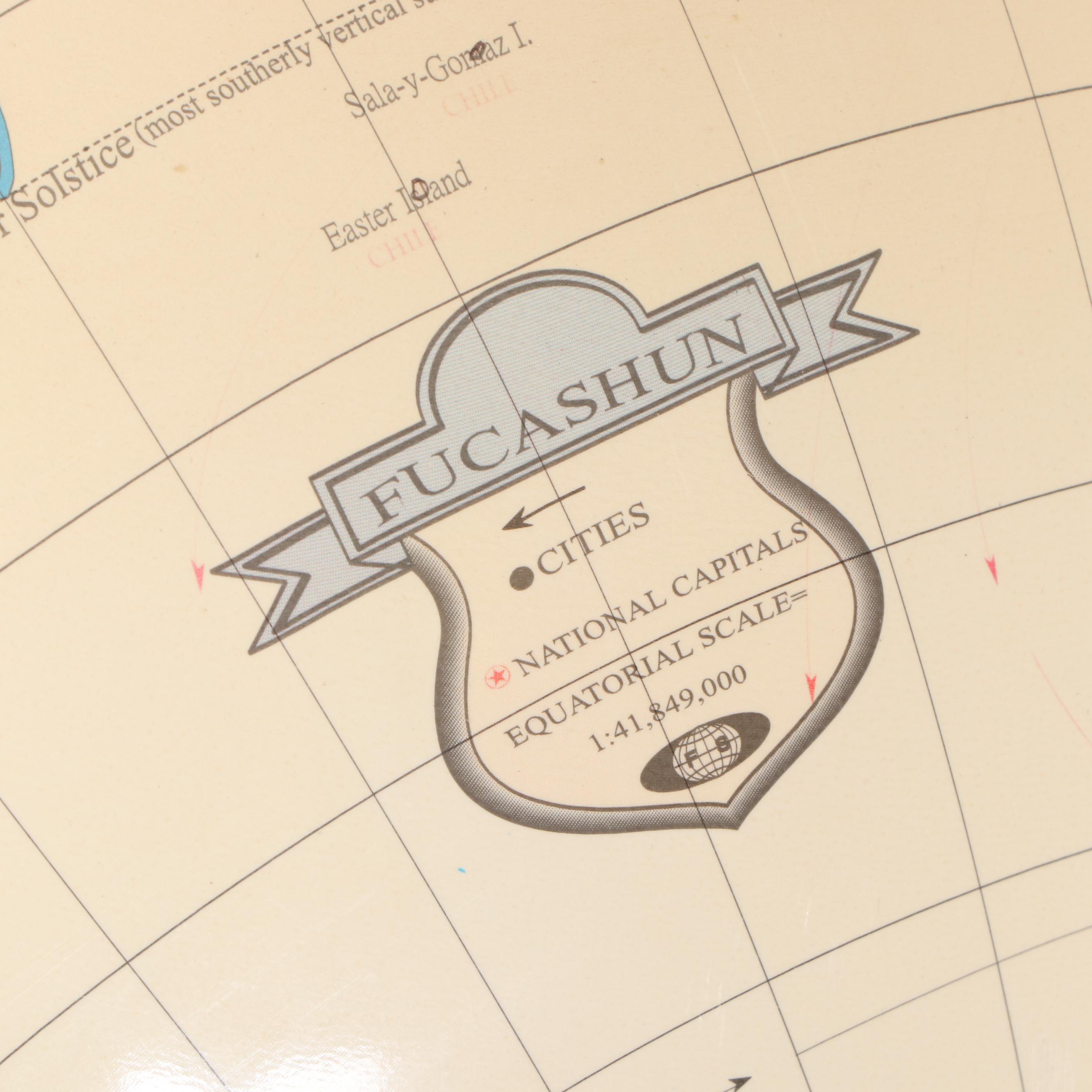 Fucashun World Globe in Wooden Floor Stand